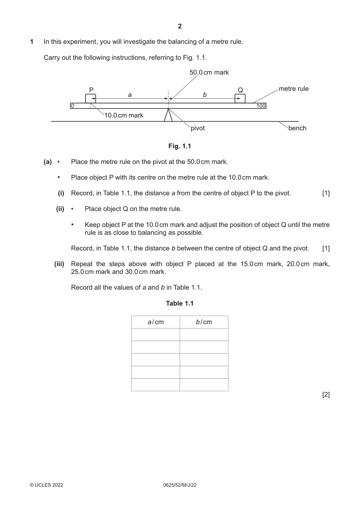 Cambridge IGCSE Physics 0625 2022 May/June Paper 5 · Variant 2 question paper, page 2 of 12