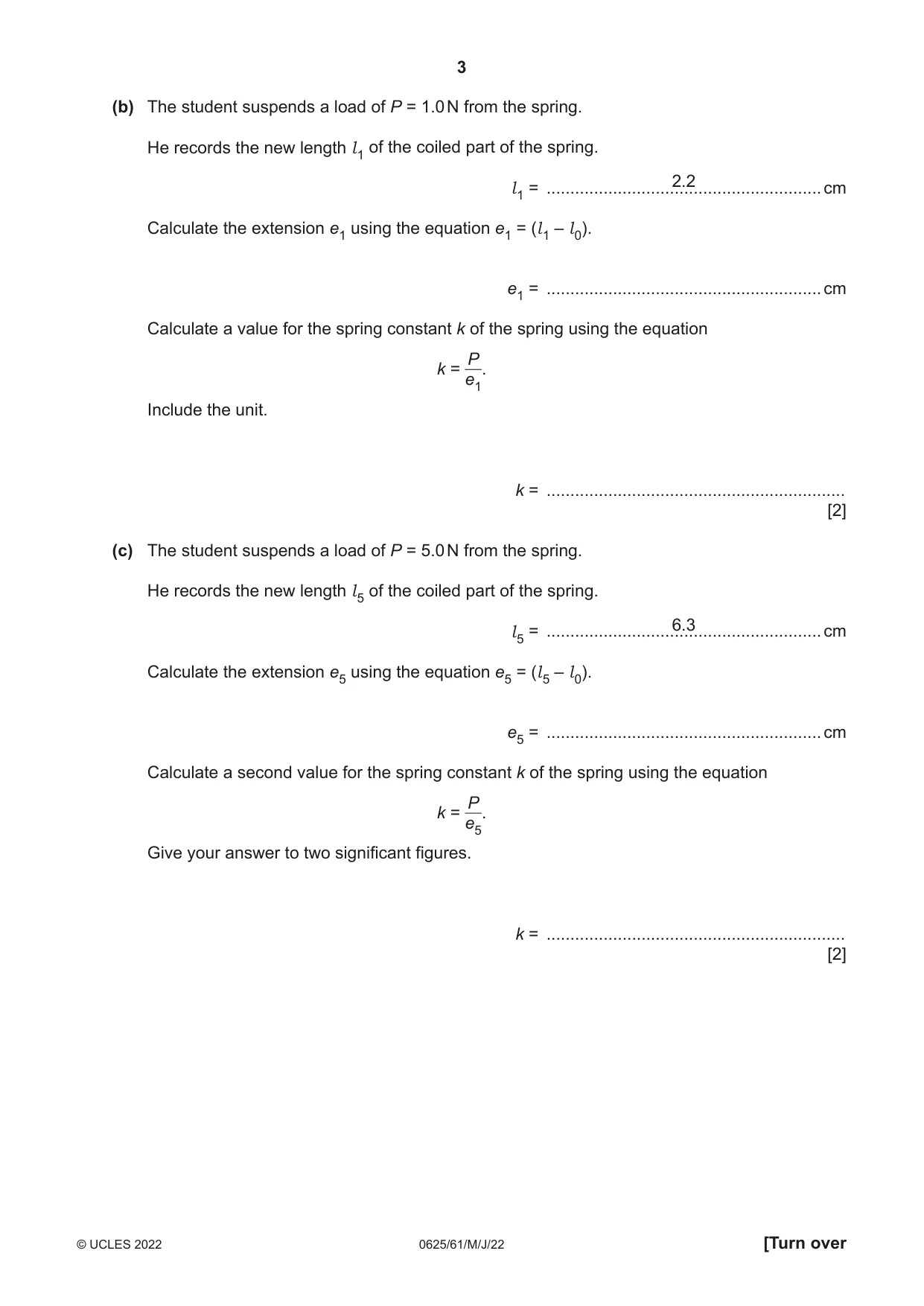 Cambridge IGCSE Physics 0625 2022 May/June Paper 6 · Variant 1 question paper, page 3 of 12