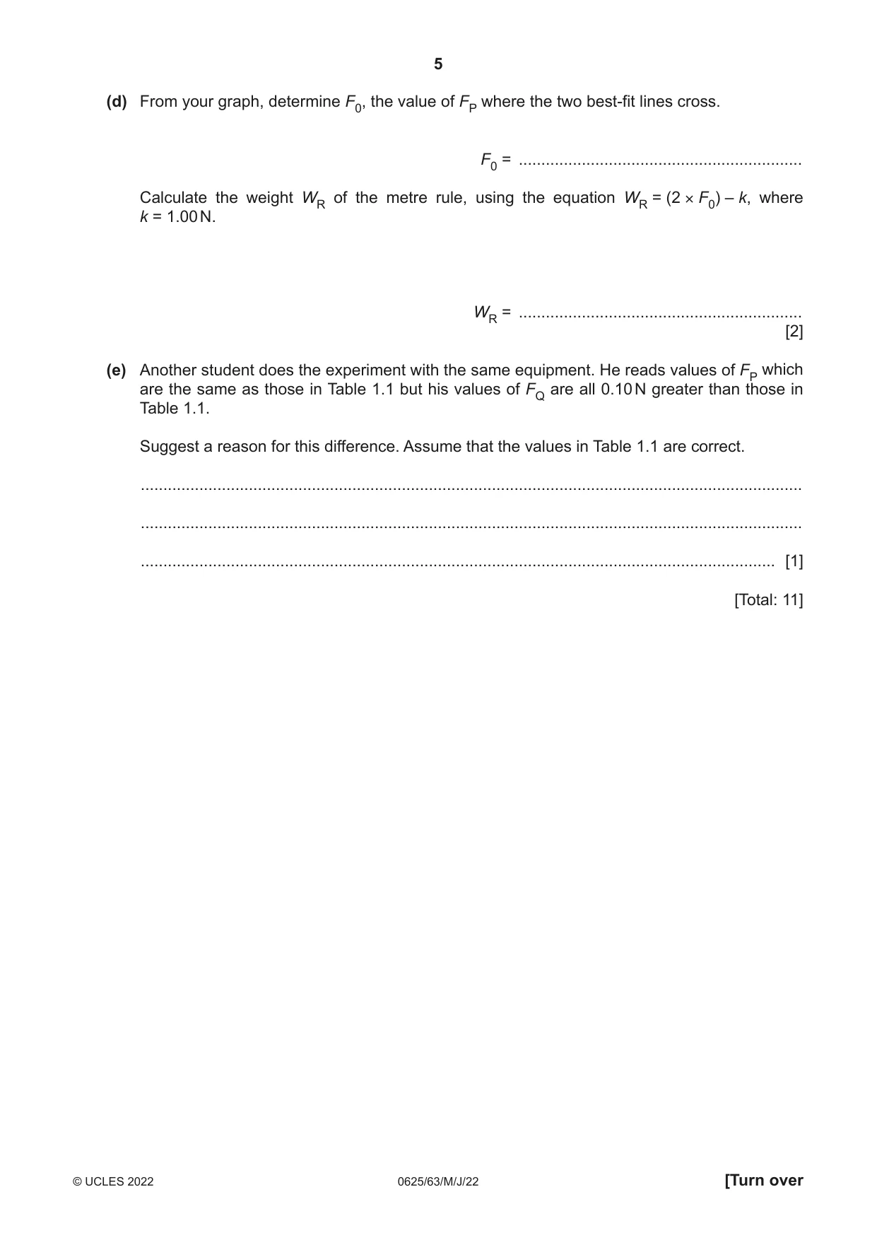 Cambridge IGCSE Physics 0625 2022 May/June Paper 6 · Variant 3 question paper, page 5 of 16