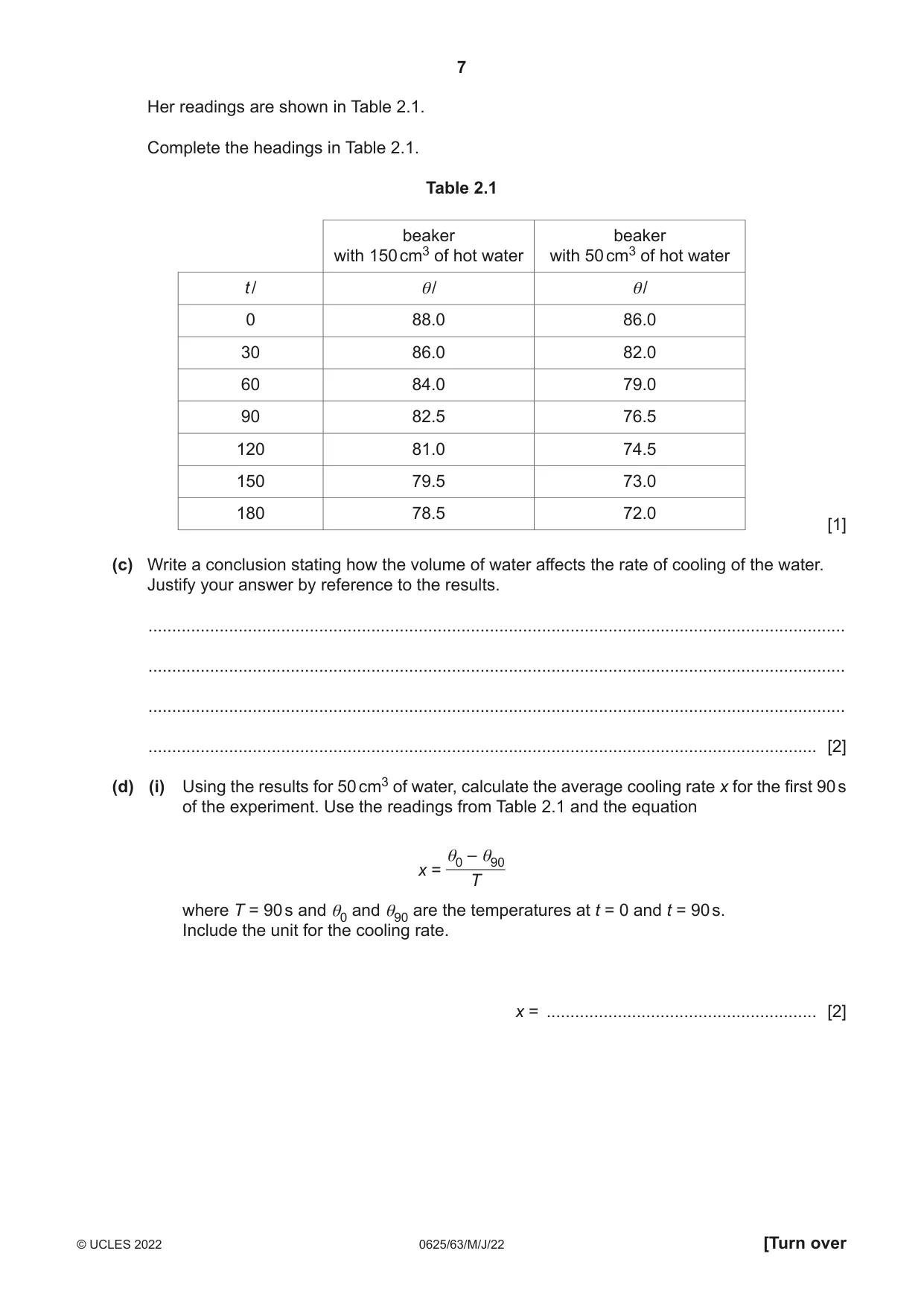 Cambridge IGCSE Physics 0625 2022 May/June Paper 6 · Variant 3 question paper, page 7 of 16