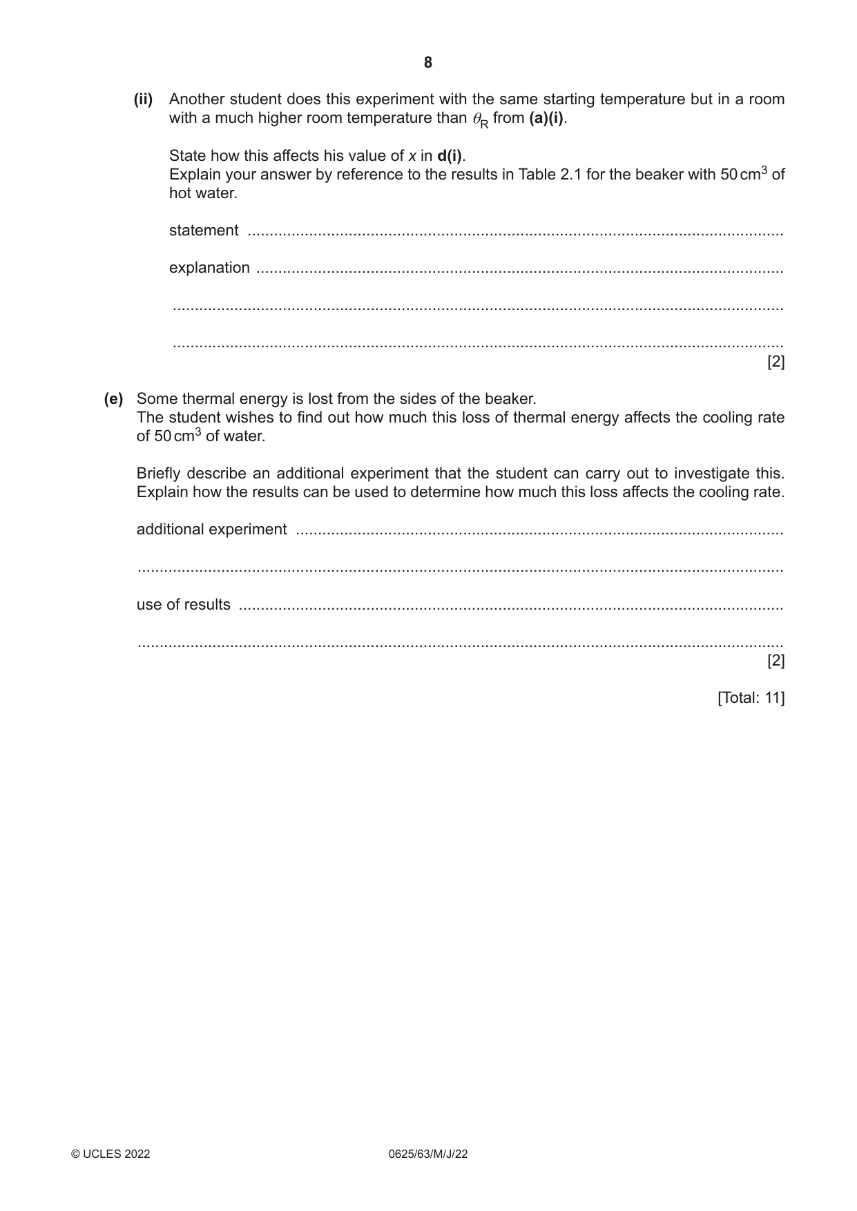 Cambridge IGCSE Physics 0625 2022 May/June Paper 6 · Variant 3 question paper, page 8 of 16