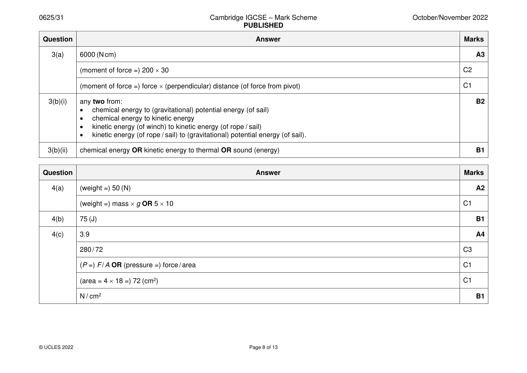 Mark scheme, page 8 of 13