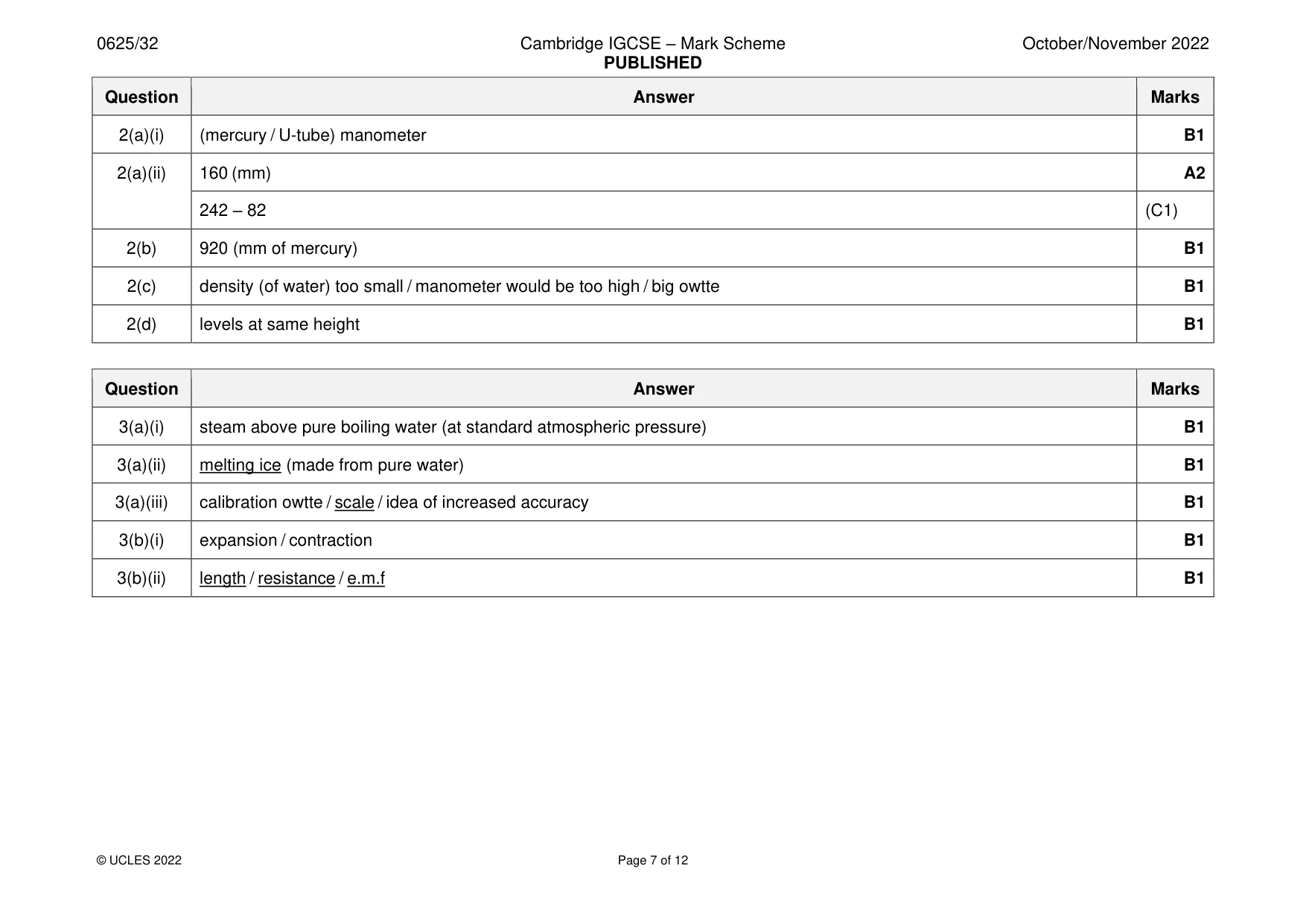 Mark scheme, page 7 of 12