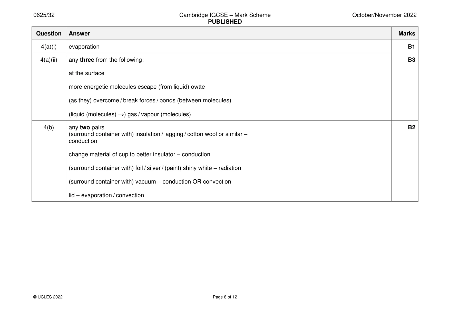Mark scheme, page 8 of 12
