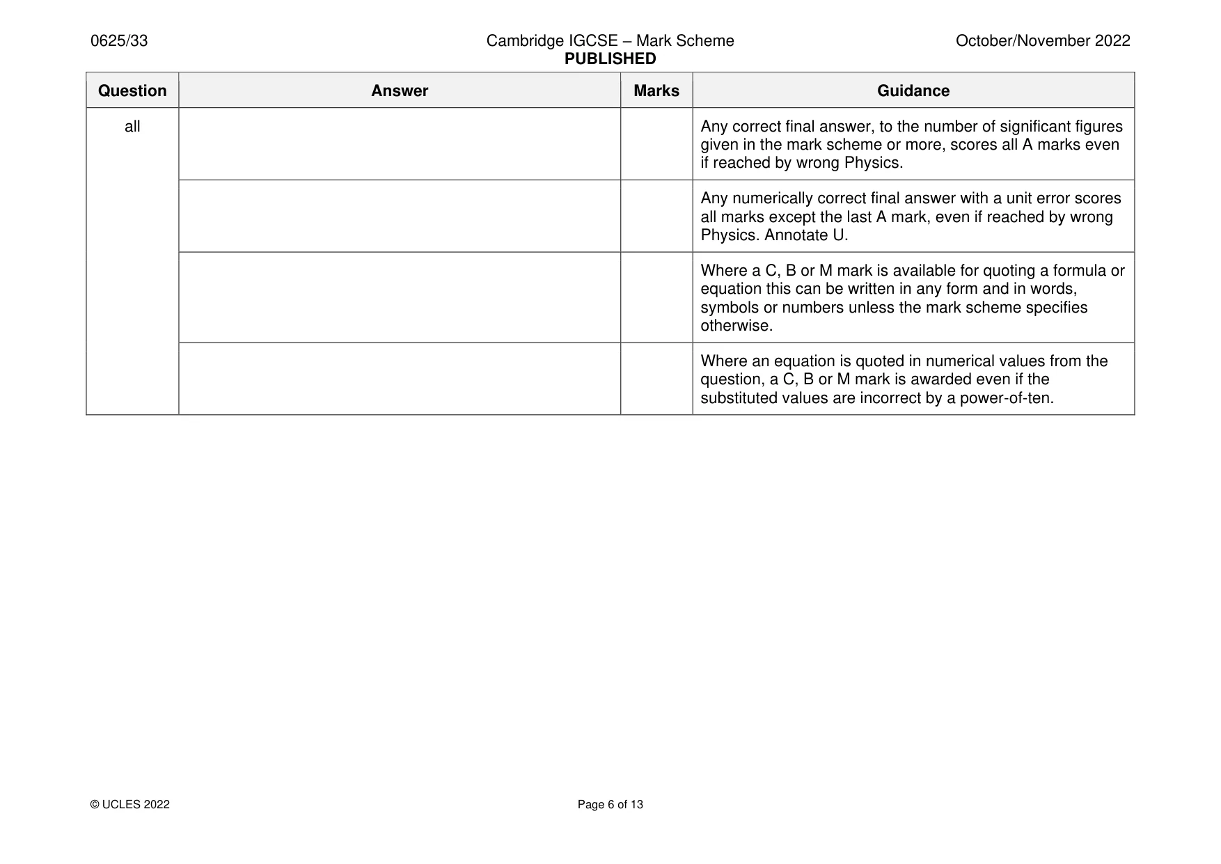 Mark scheme, page 6 of 13