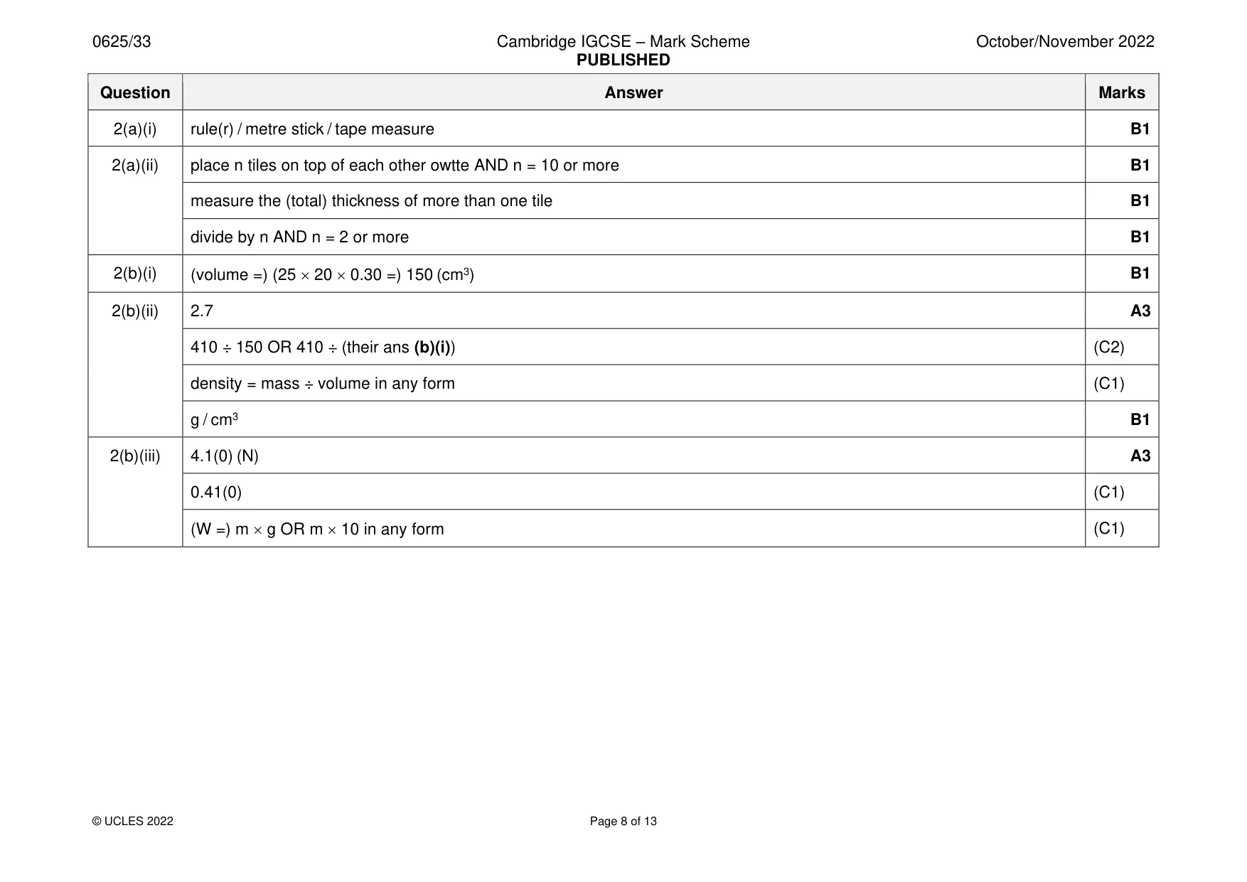 Mark scheme, page 8 of 13
