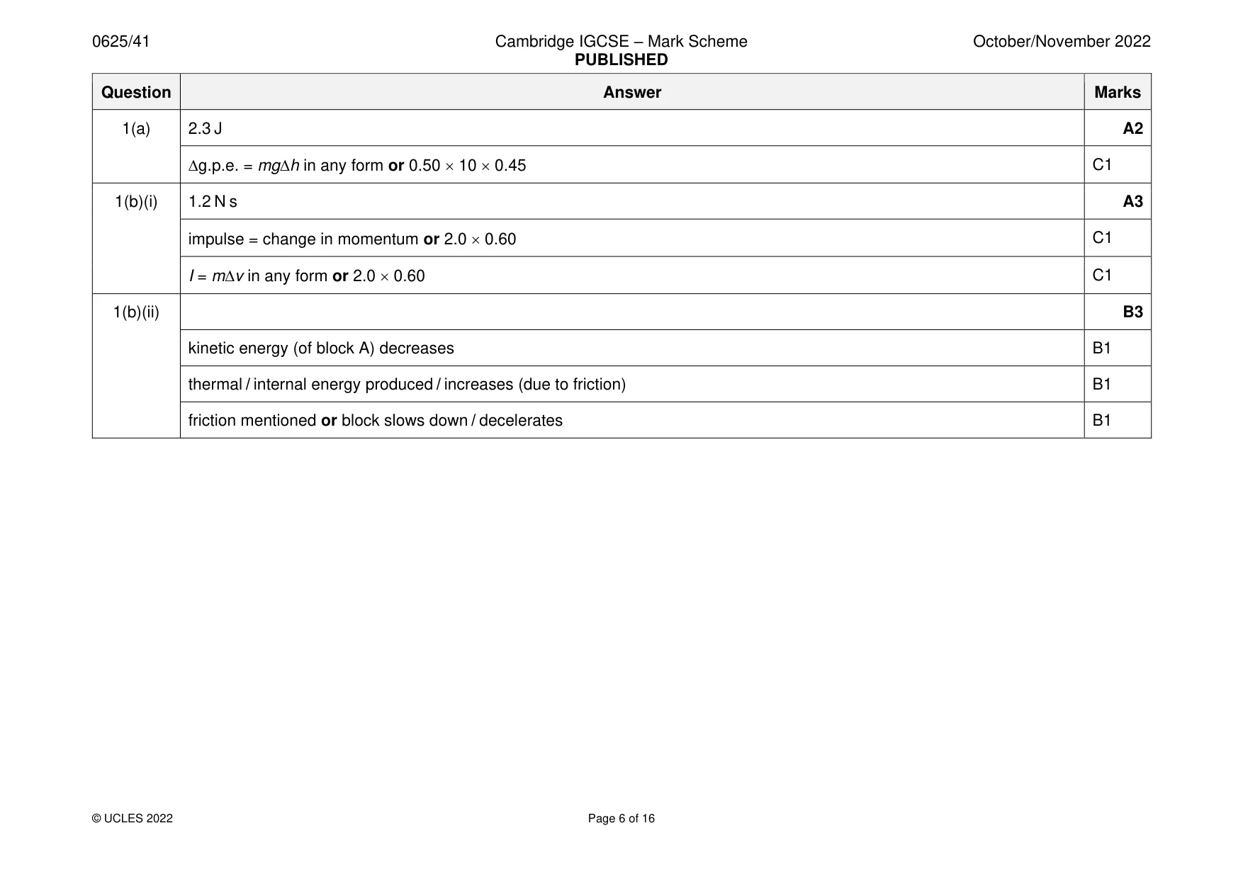 Mark scheme, page 6 of 16