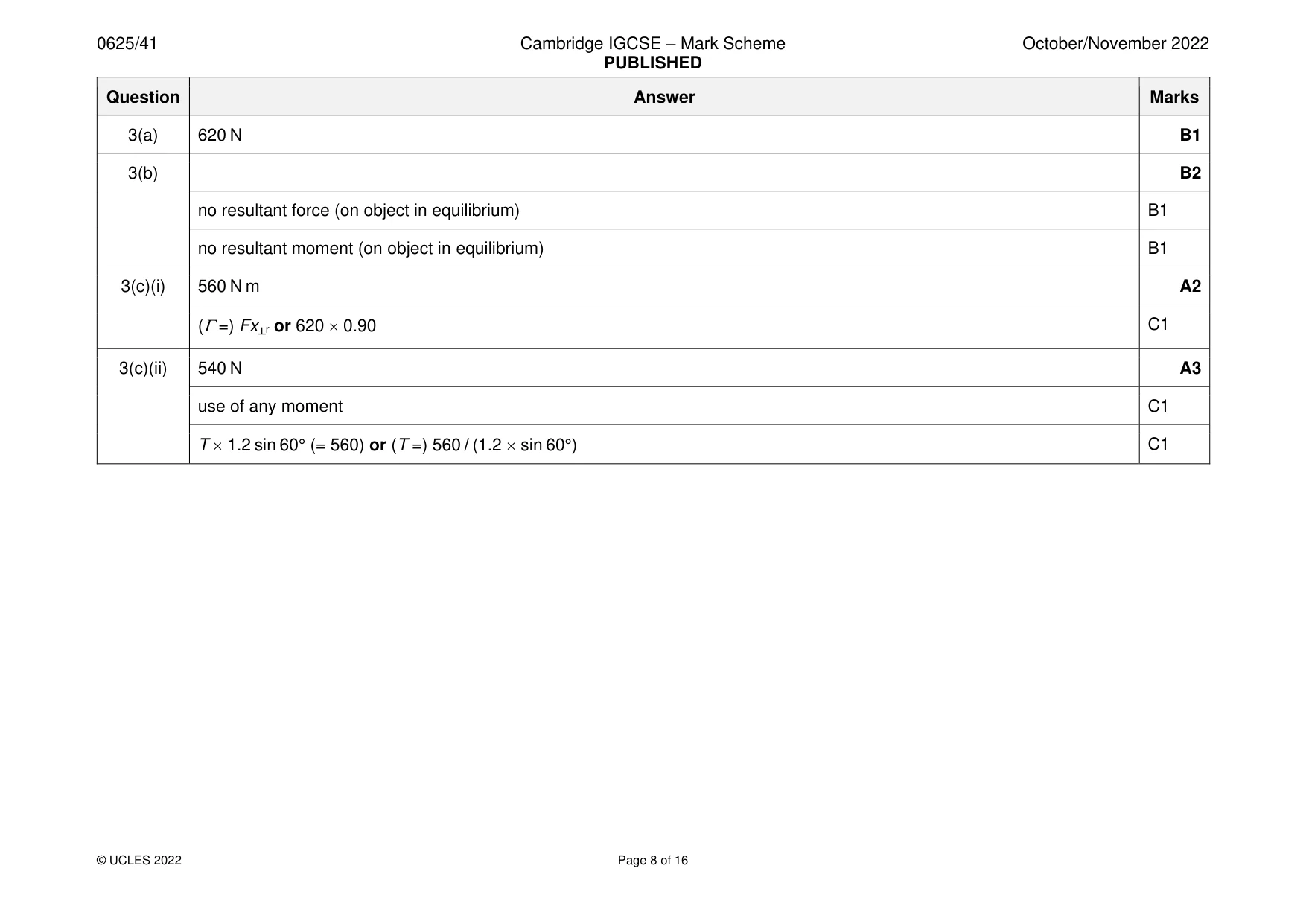 Mark scheme, page 8 of 16