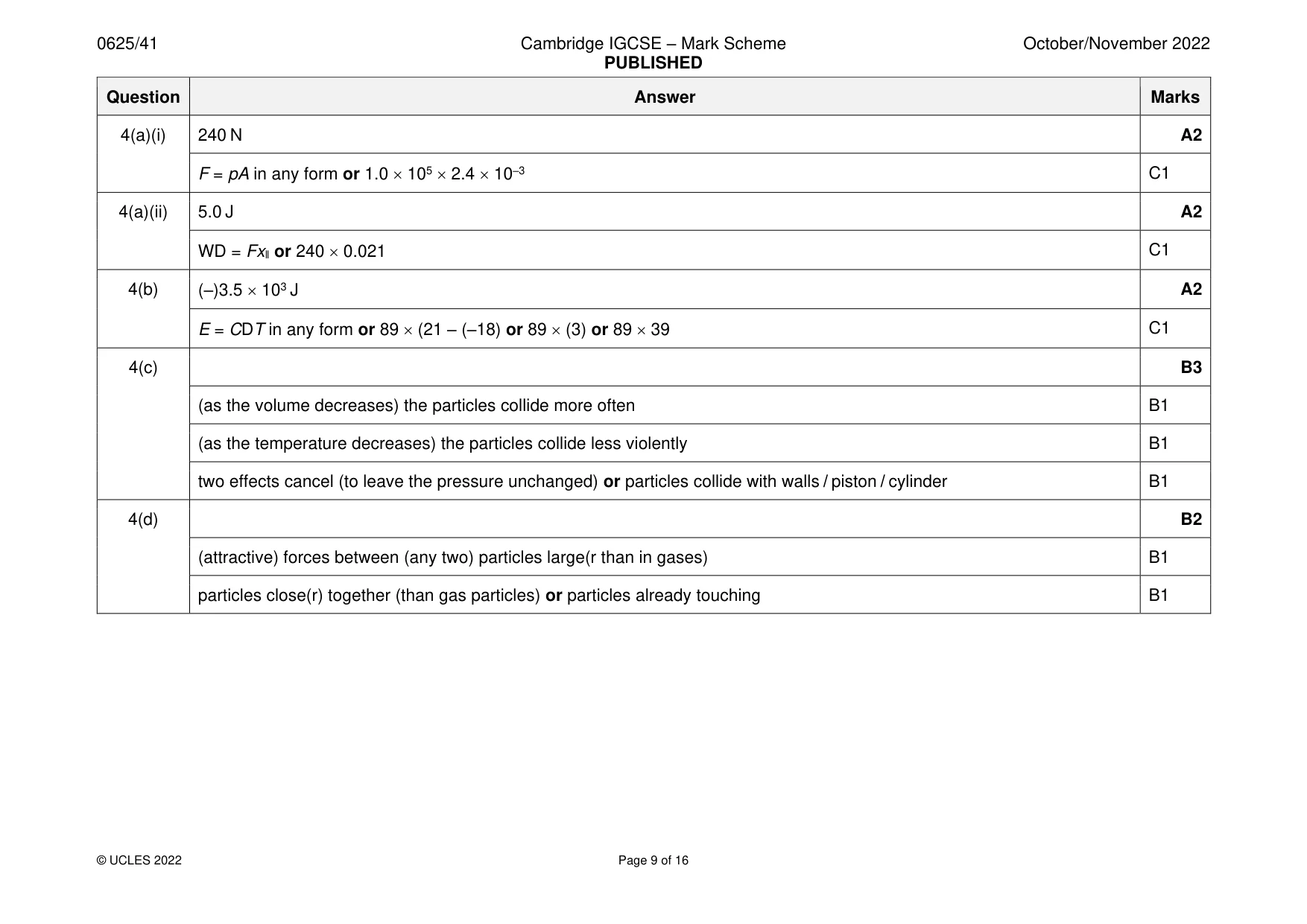 Mark scheme, page 9 of 16