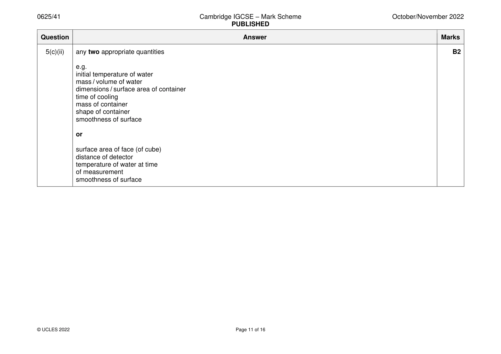 Mark scheme, page 11 of 16