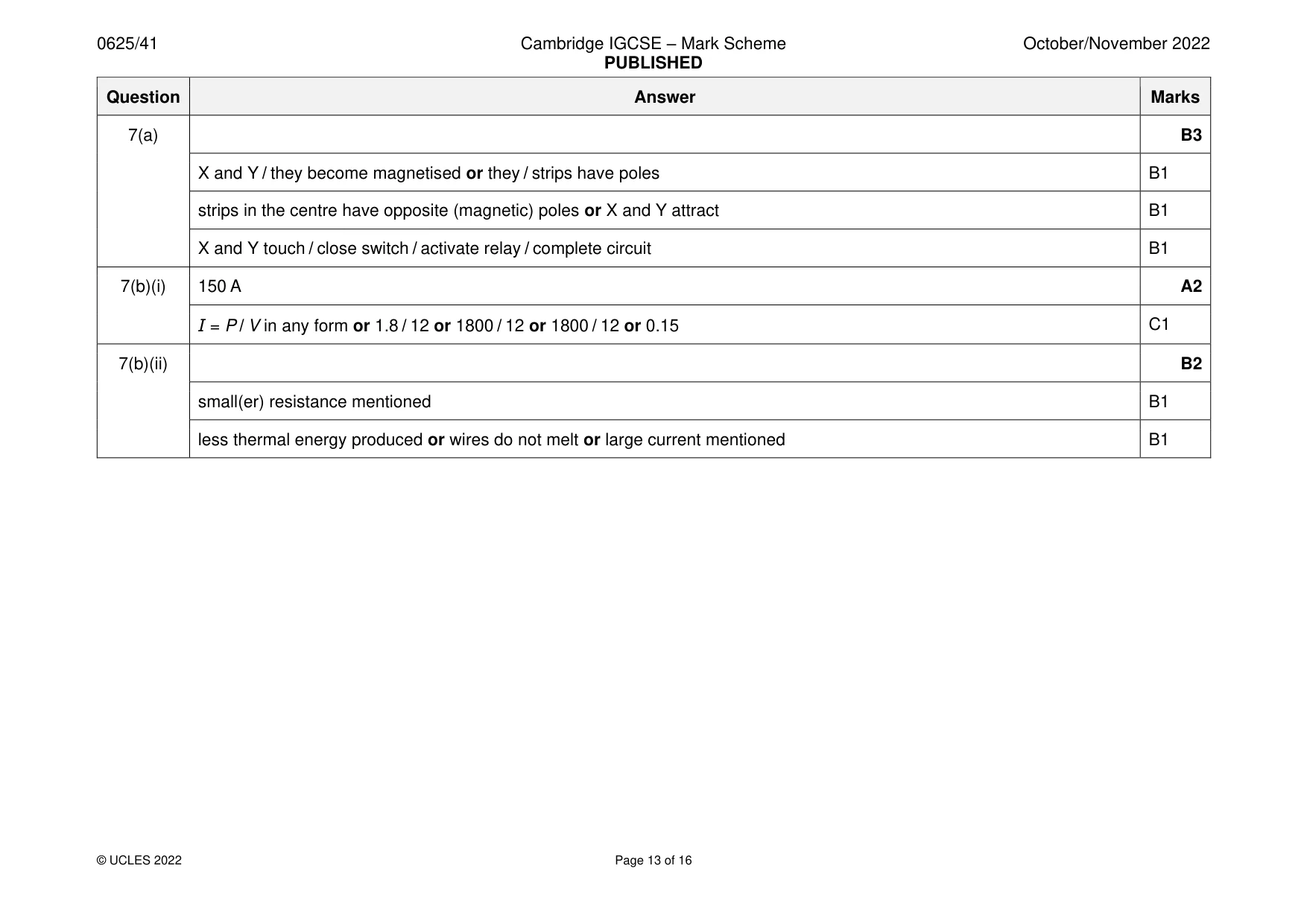 Mark scheme, page 13 of 16