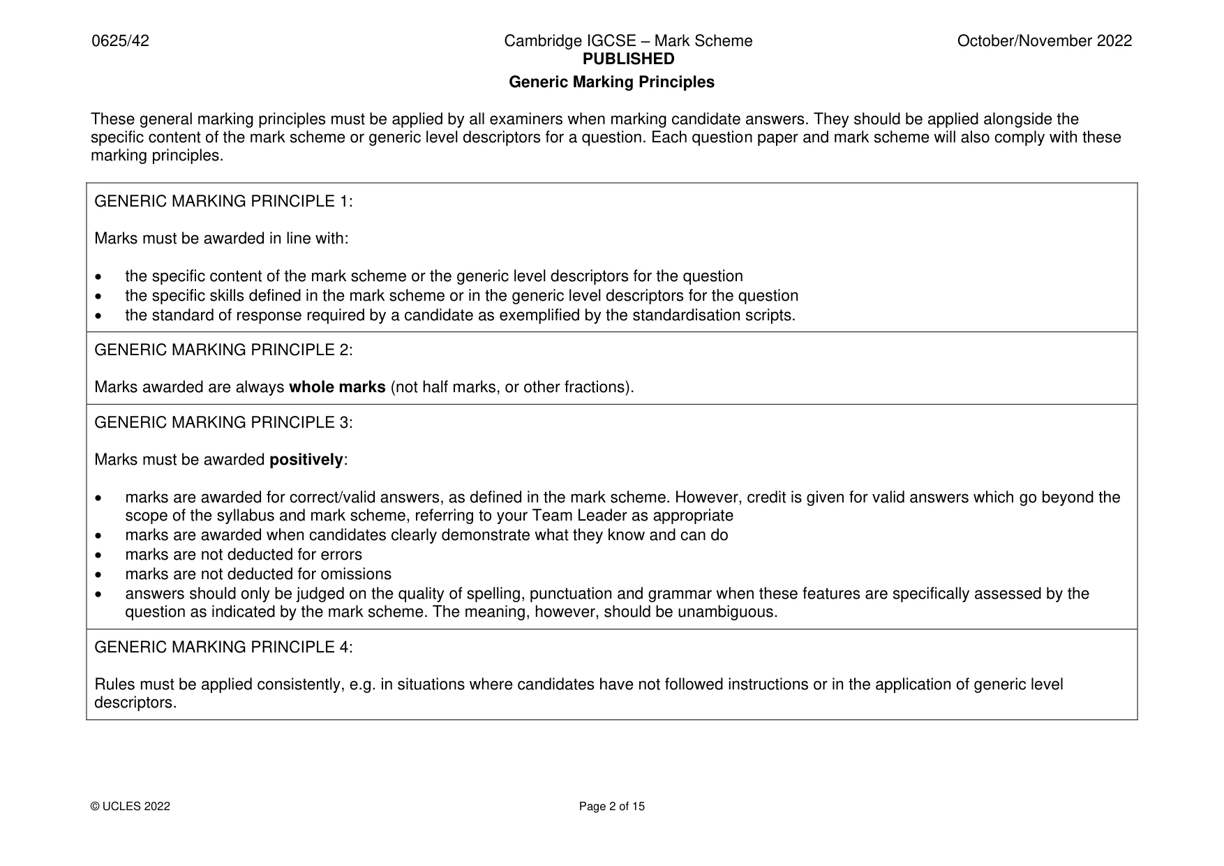 Mark scheme, page 2 of 15