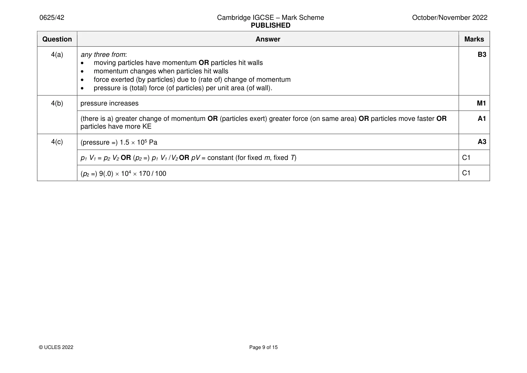 Mark scheme, page 9 of 15