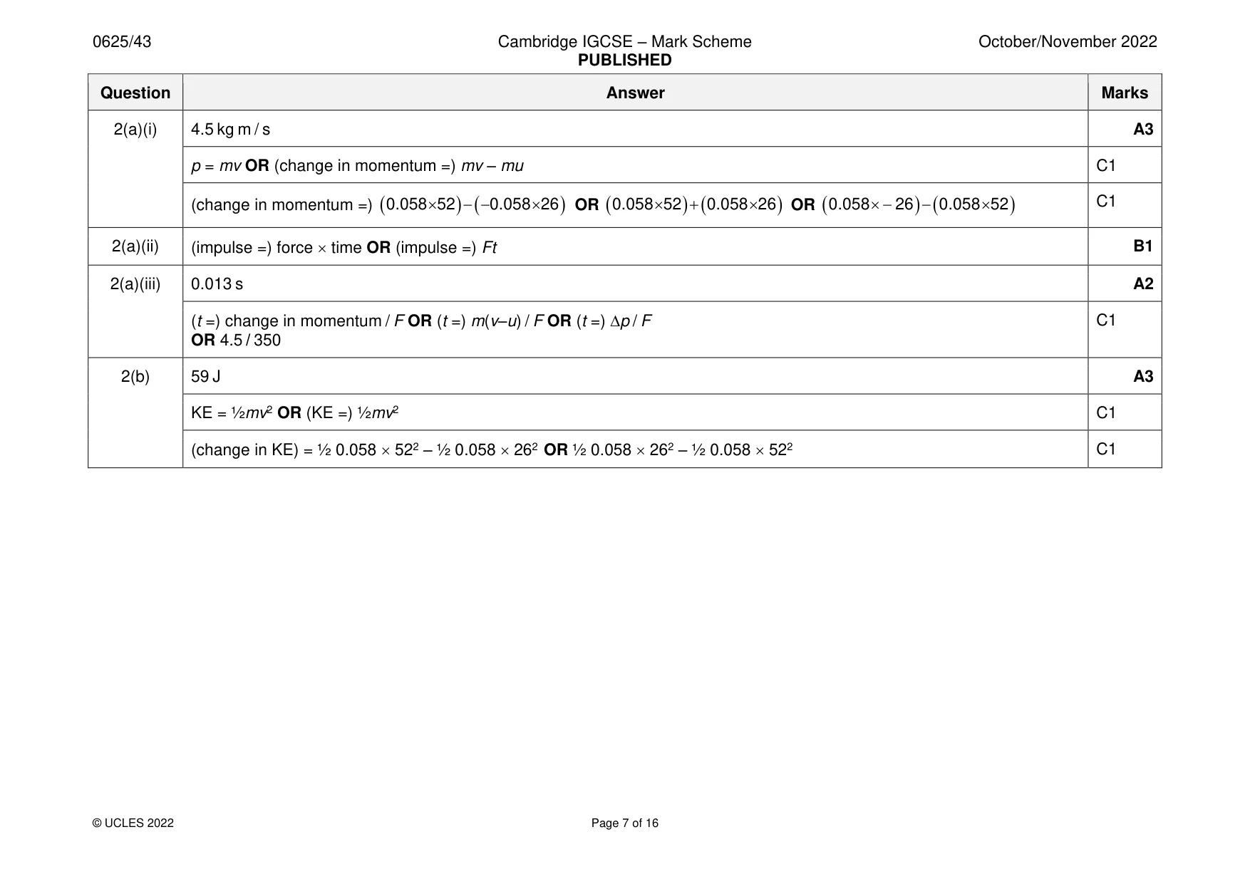Mark scheme, page 7 of 16