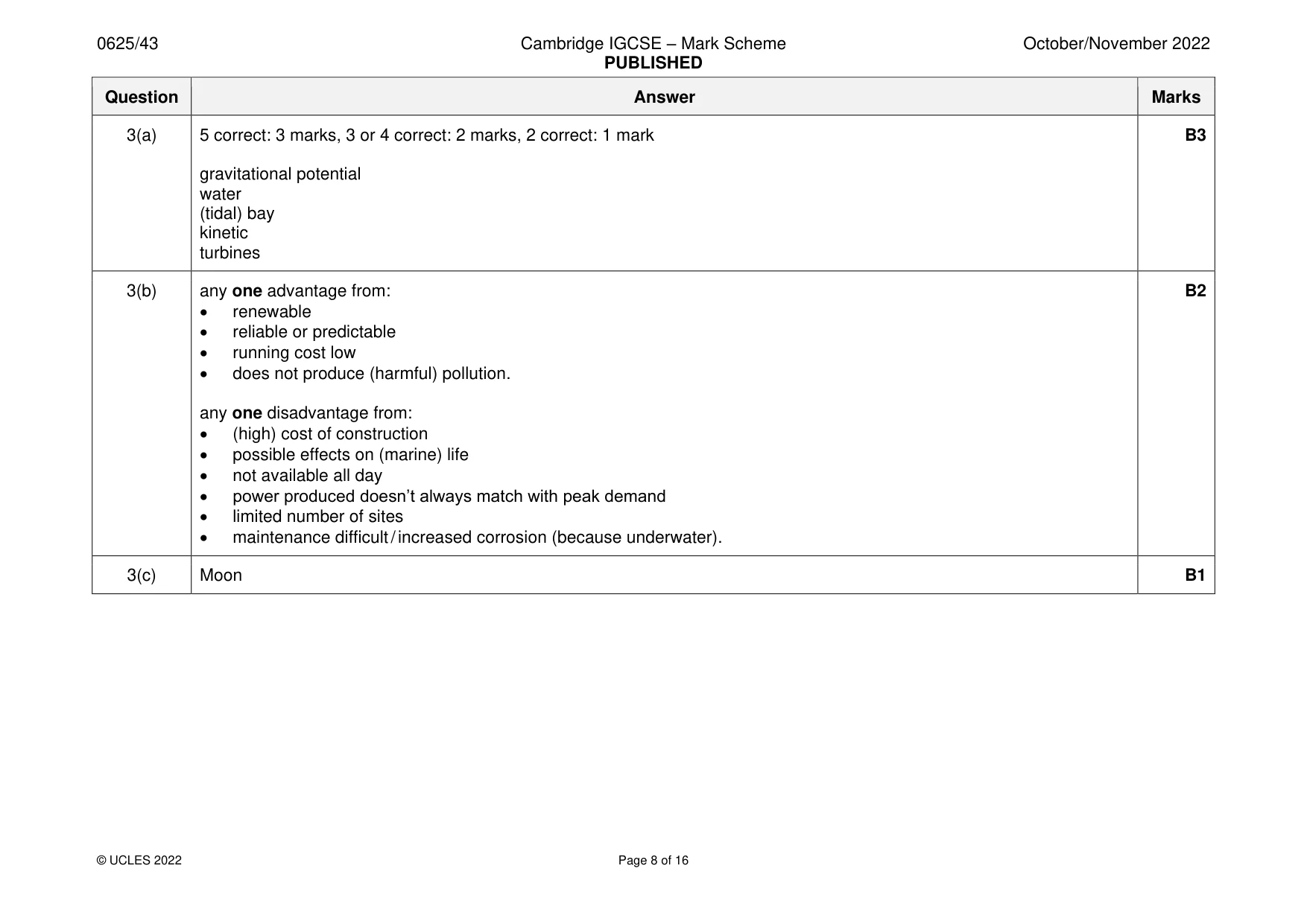 Mark scheme, page 8 of 16