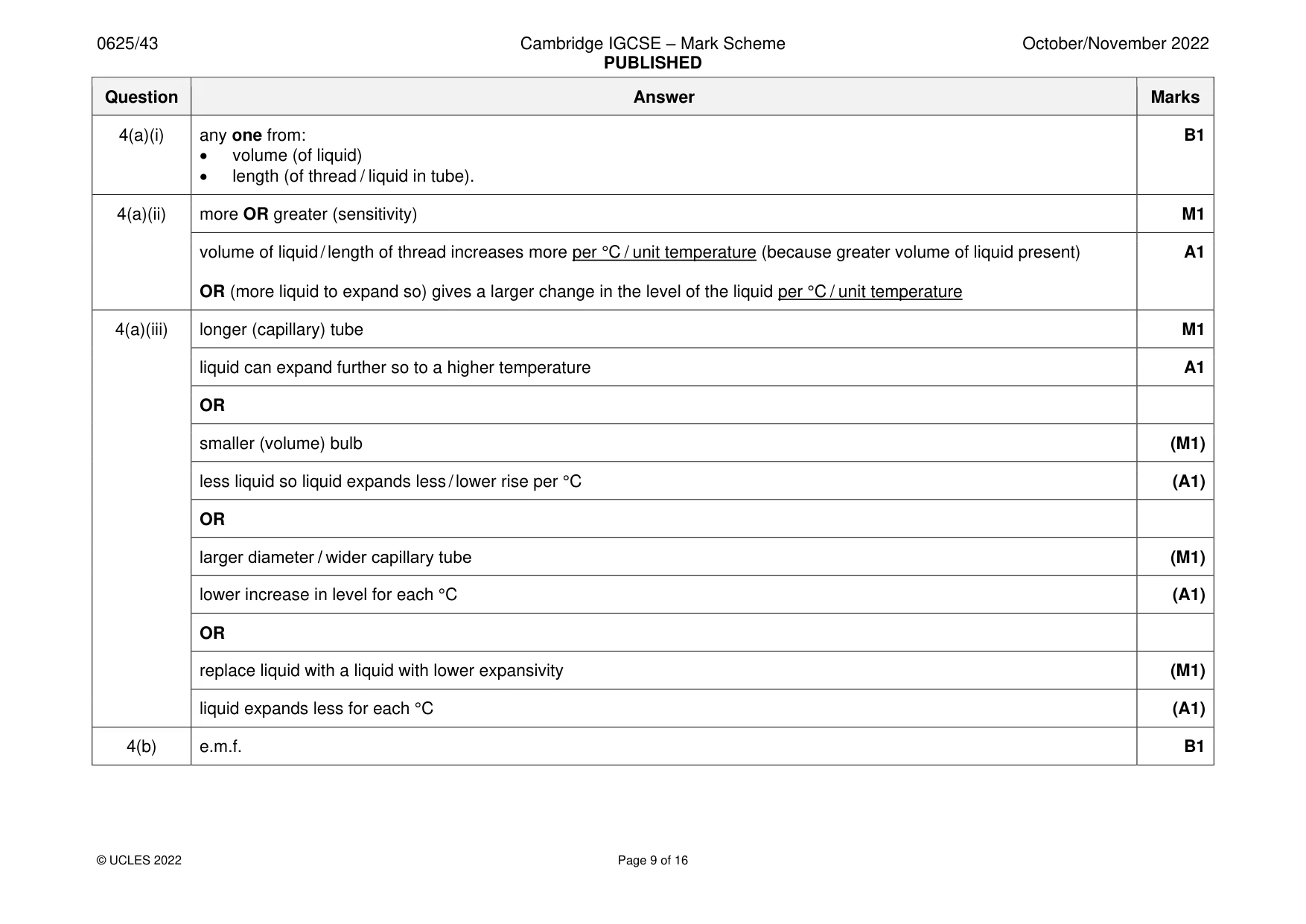 Mark scheme, page 9 of 16