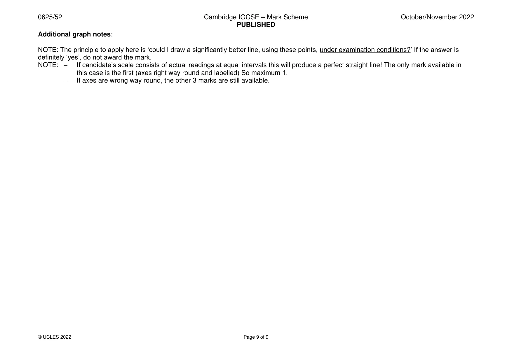 Mark scheme, page 9 of 9