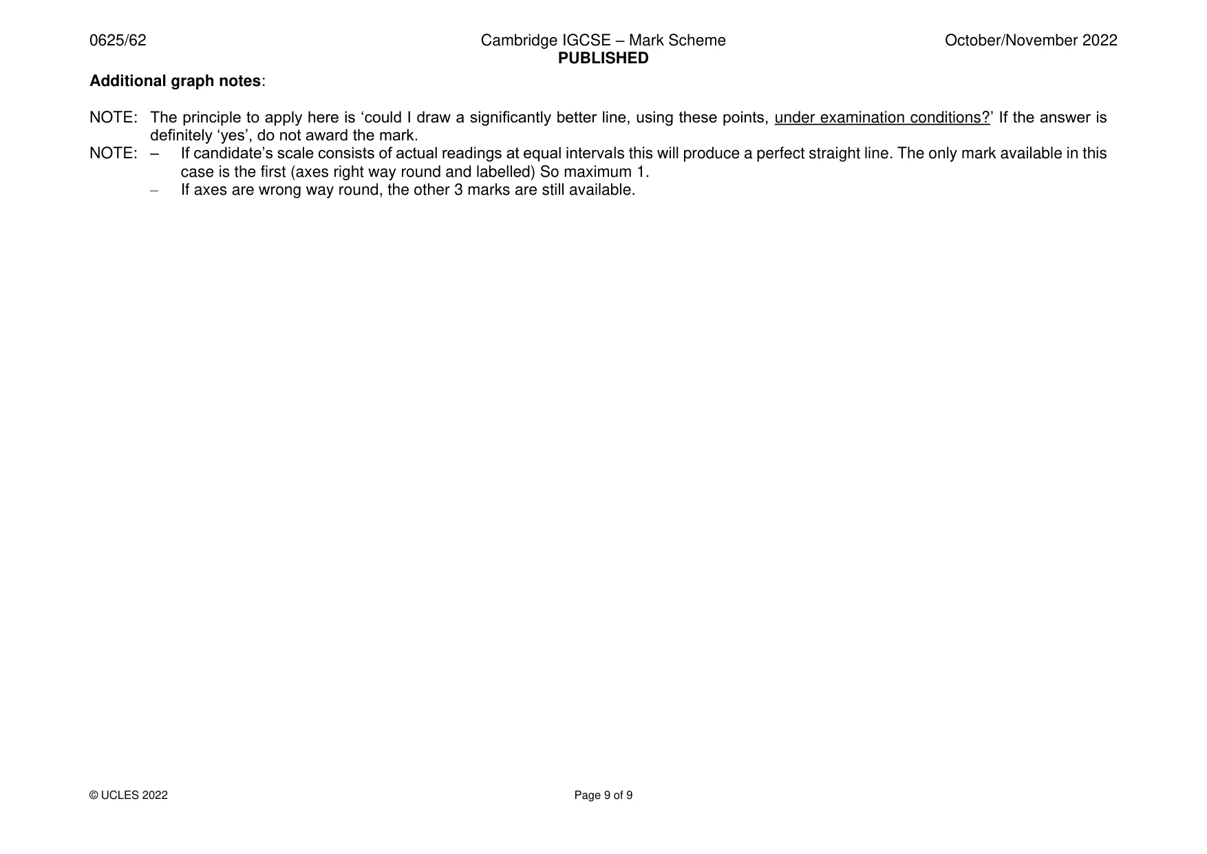 Mark scheme, page 9 of 9