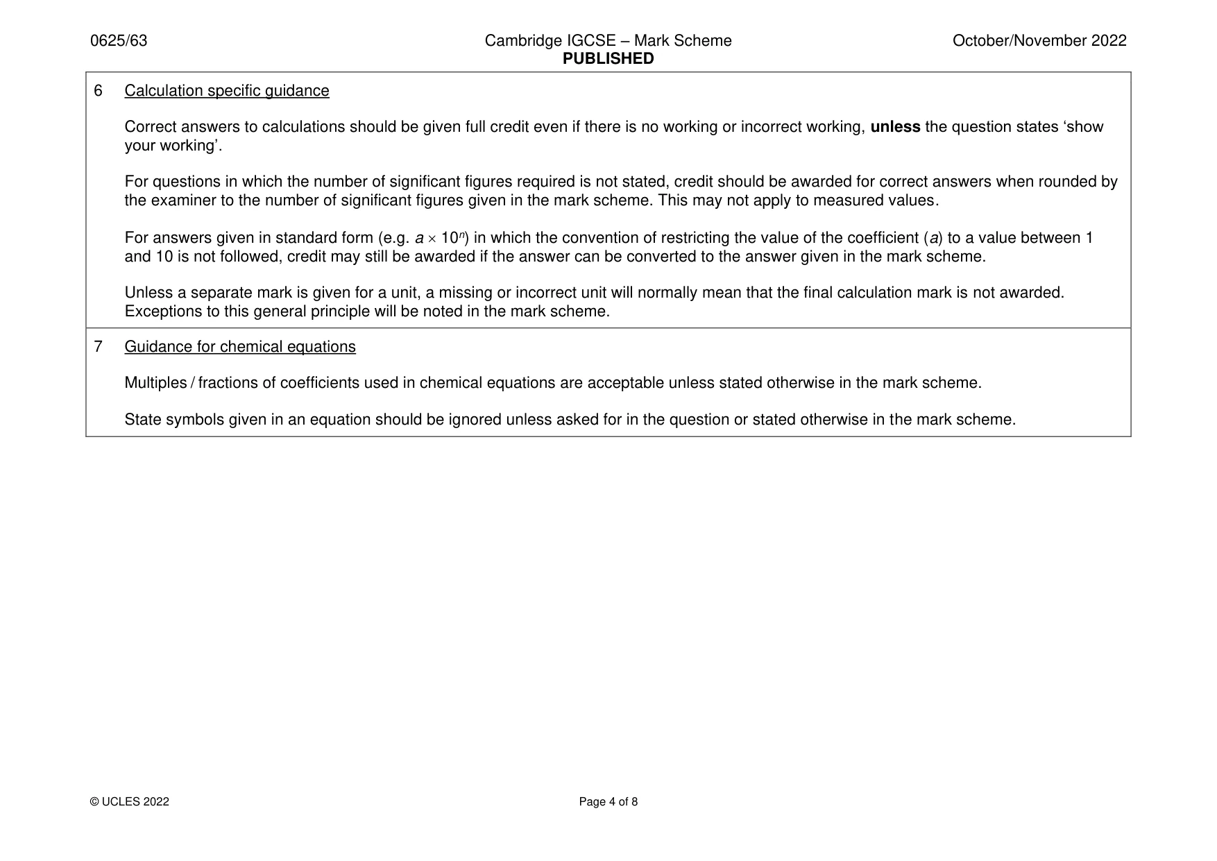 Mark scheme, page 4 of 8