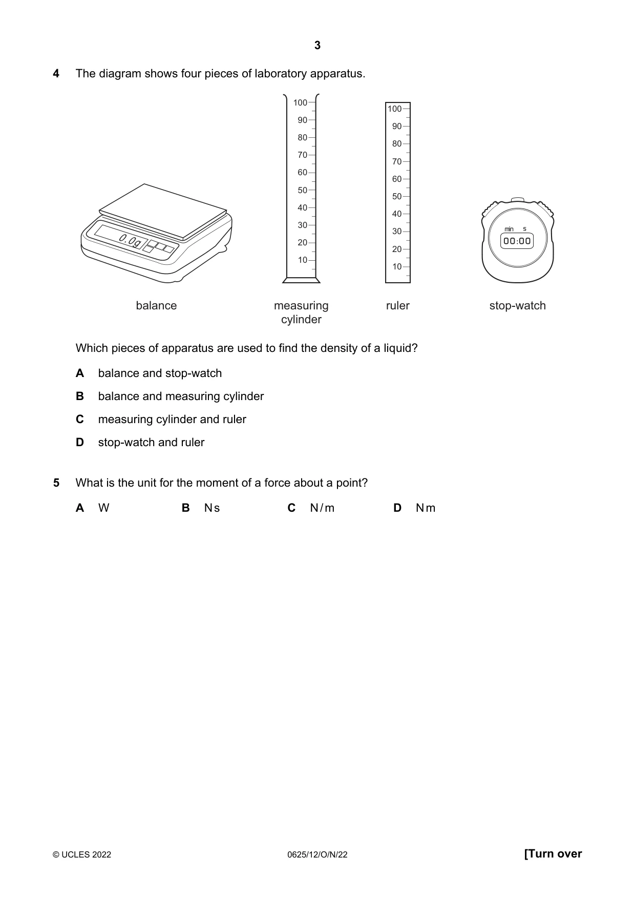 Cambridge IGCSE Physics 0625 2022 Oct/Nov Paper 1 · Variant 2 question paper, page 3 of 20