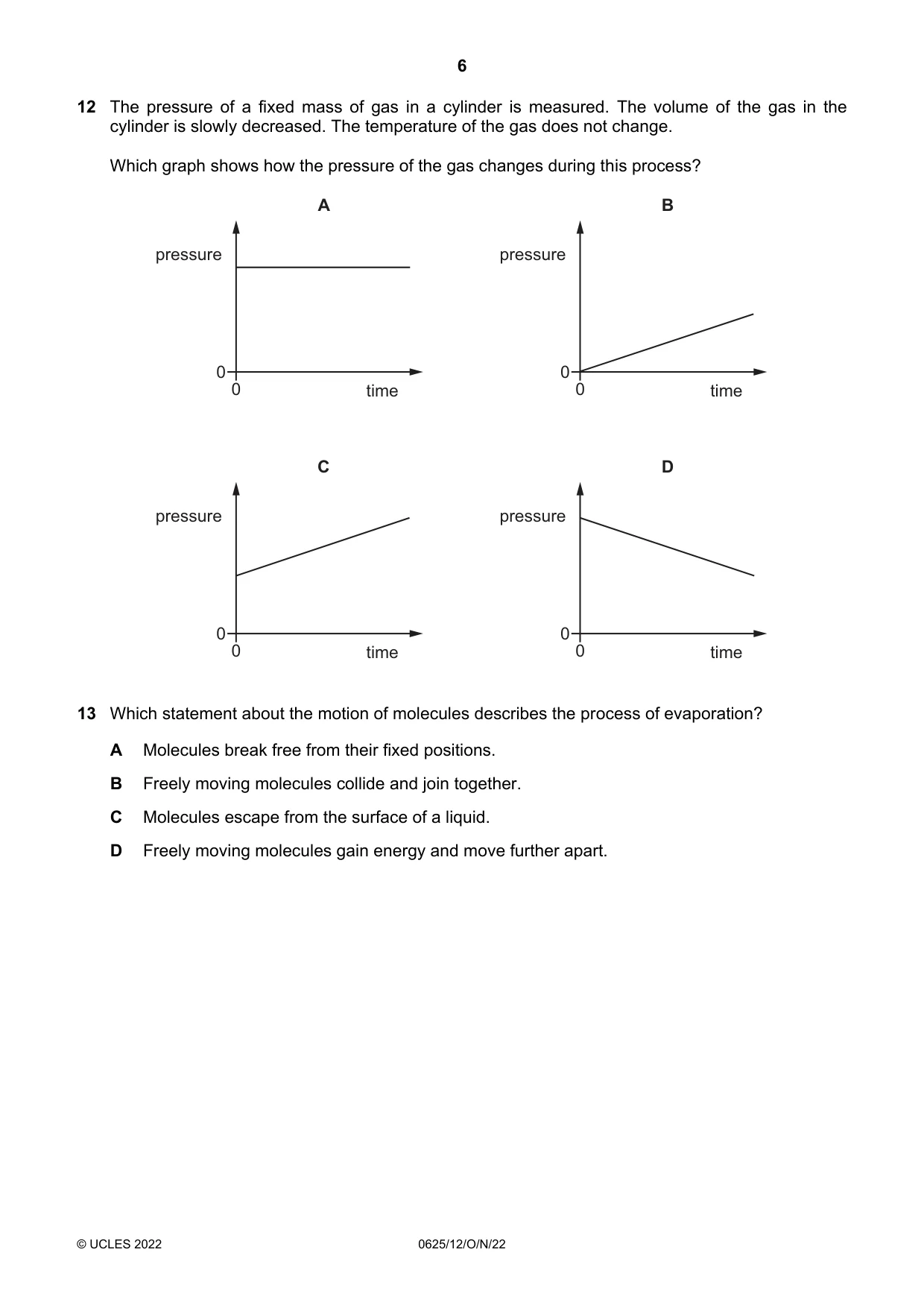 Cambridge IGCSE Physics 0625 2022 Oct/Nov Paper 1 · Variant 2 question paper, page 6 of 20