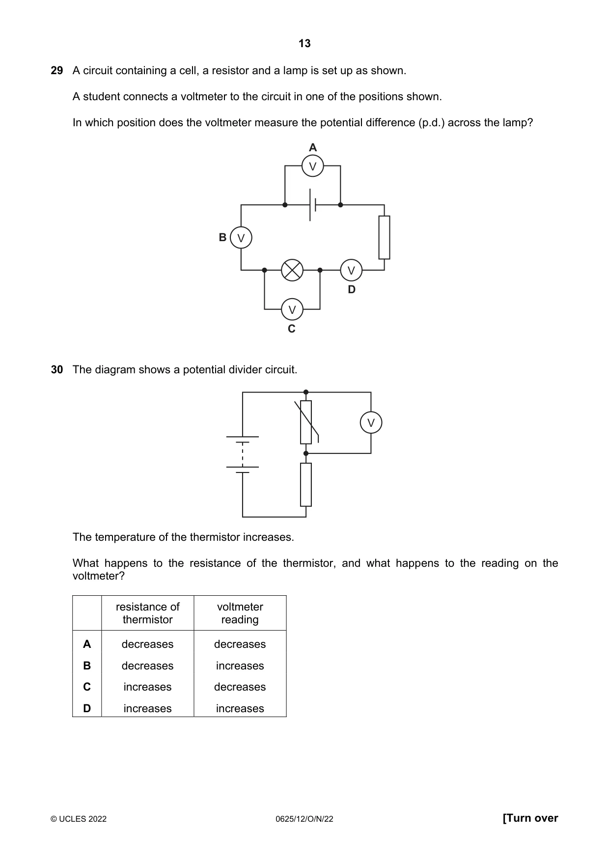Cambridge IGCSE Physics 0625 2022 Oct/Nov Paper 1 · Variant 2 question paper, page 13 of 20