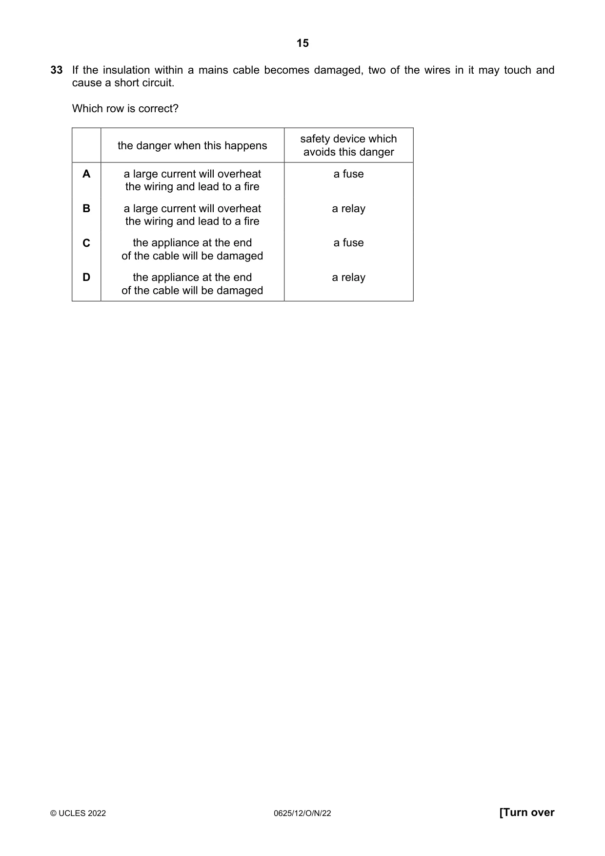 Cambridge IGCSE Physics 0625 2022 Oct/Nov Paper 1 · Variant 2 question paper, page 15 of 20
