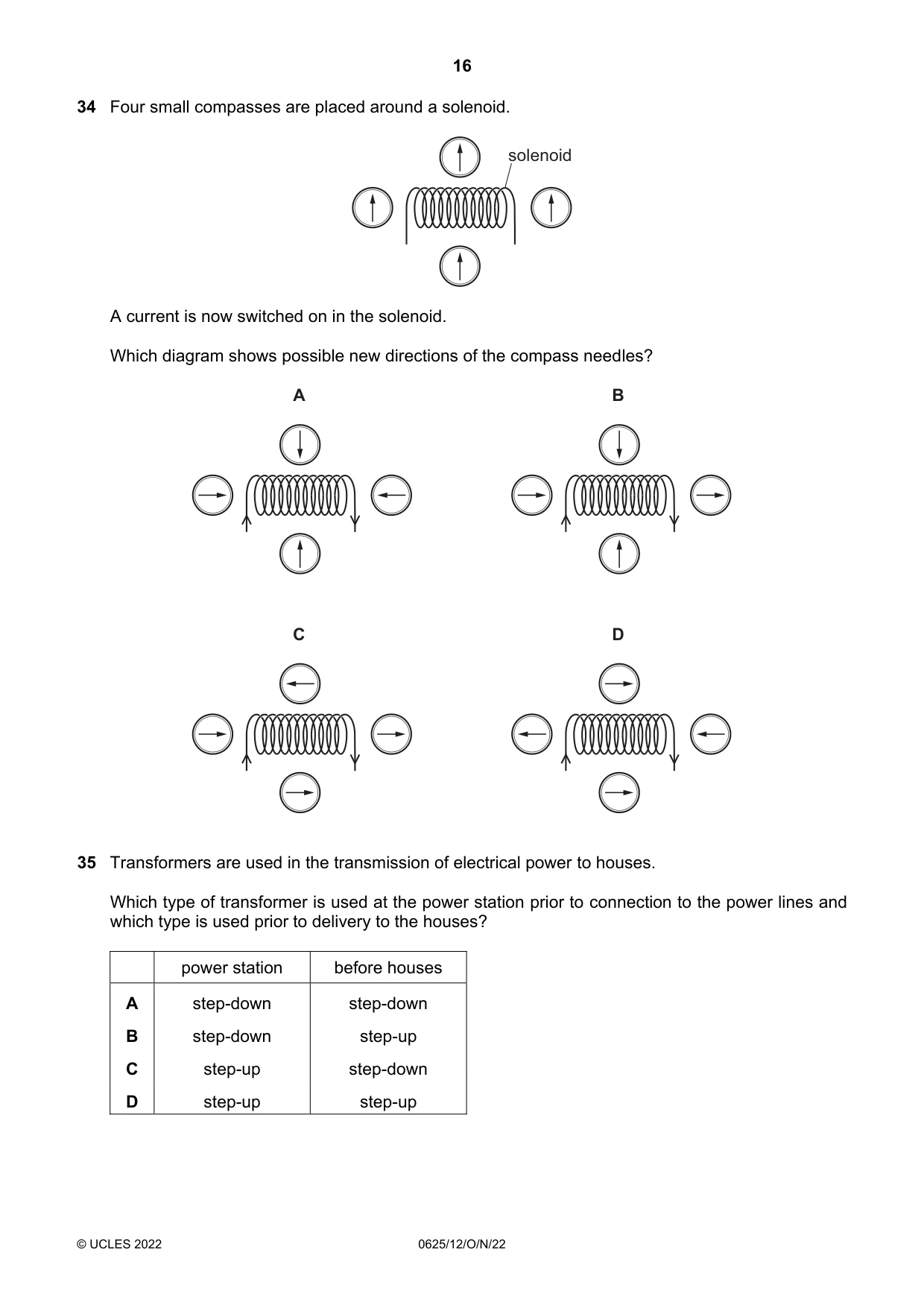 Cambridge IGCSE Physics 0625 2022 Oct/Nov Paper 1 · Variant 2 question paper, page 16 of 20