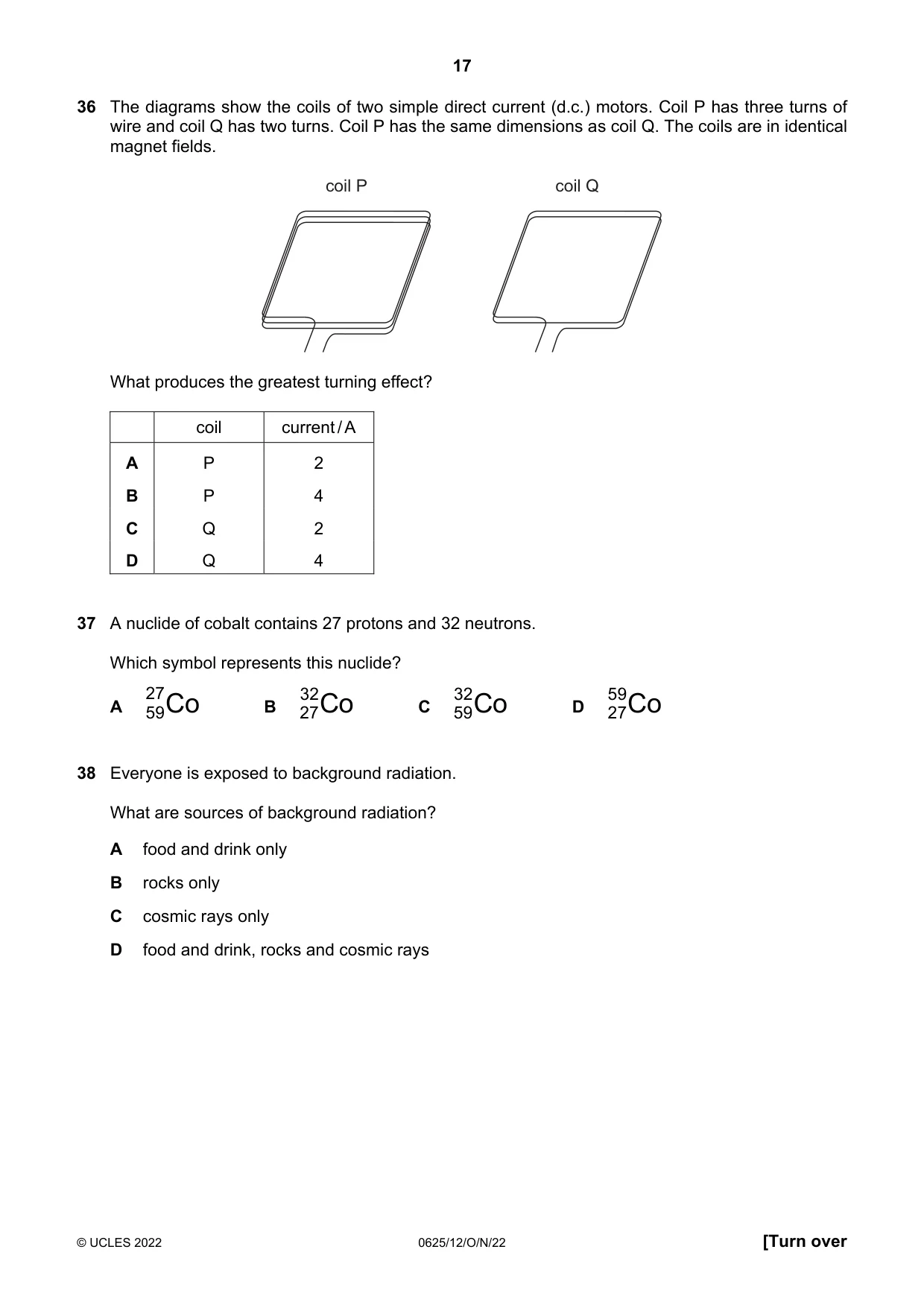 Cambridge IGCSE Physics 0625 2022 Oct/Nov Paper 1 · Variant 2 question paper, page 17 of 20