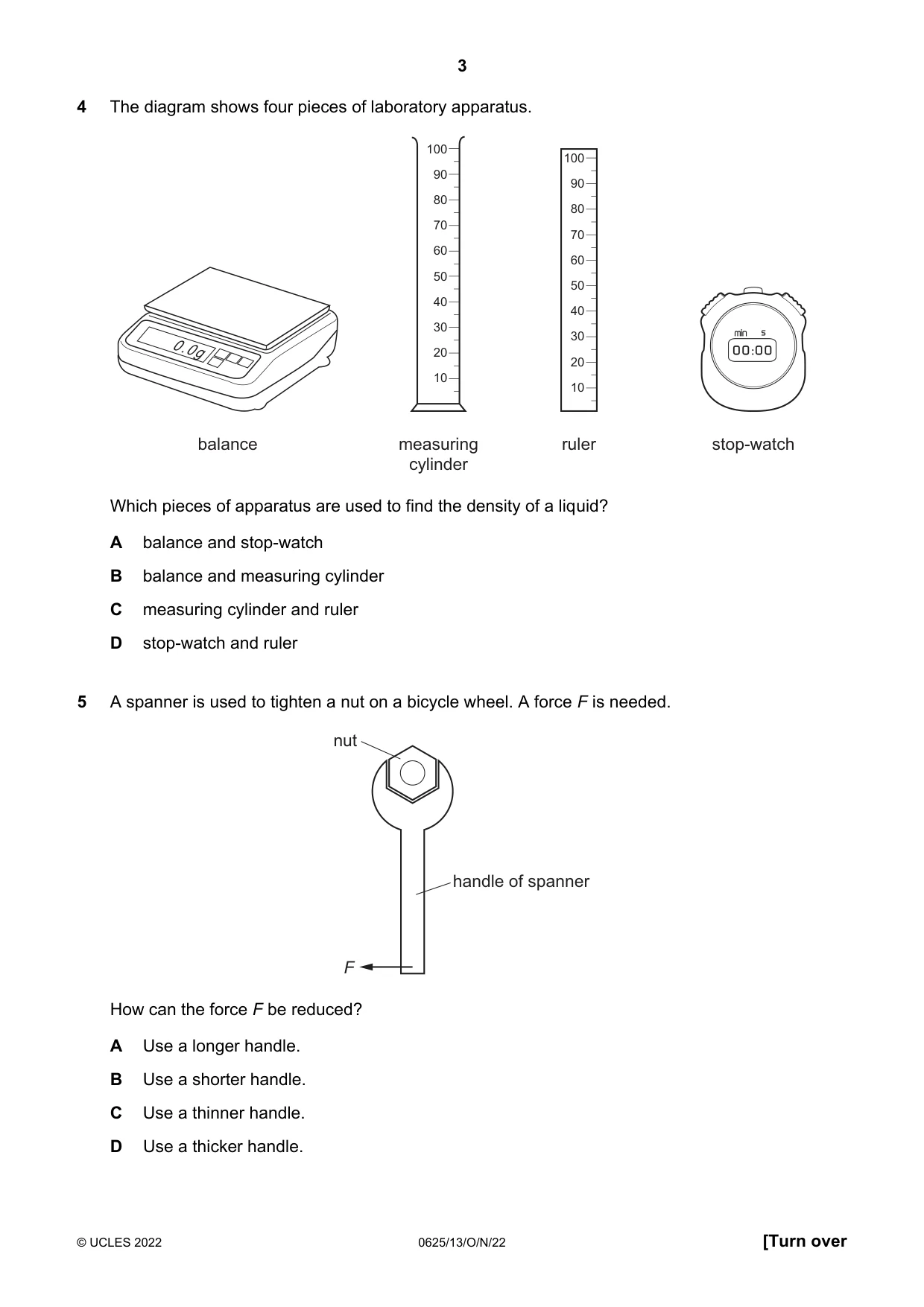 Cambridge IGCSE Physics 0625 2022 Oct/Nov Paper 1 · Variant 3 question paper, page 3 of 20