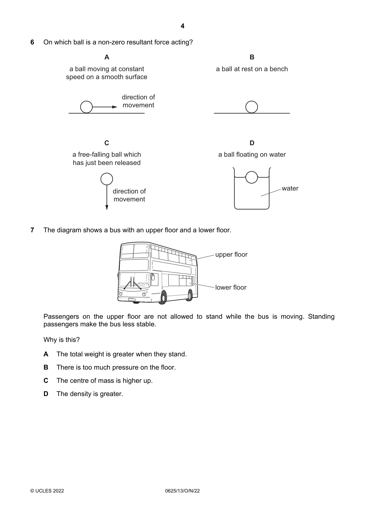 Cambridge IGCSE Physics 0625 2022 Oct/Nov Paper 1 · Variant 3 question paper, page 4 of 20
