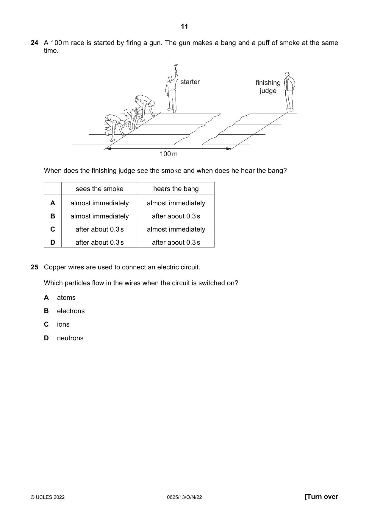 Cambridge IGCSE Physics 0625 2022 Oct/Nov Paper 1 · Variant 3 question paper, page 11 of 20
