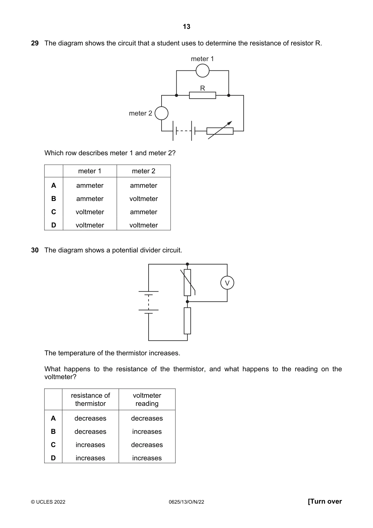 Cambridge IGCSE Physics 0625 2022 Oct/Nov Paper 1 · Variant 3 question paper, page 13 of 20