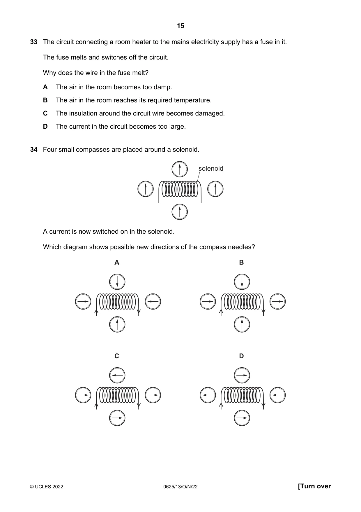 Cambridge IGCSE Physics 0625 2022 Oct/Nov Paper 1 · Variant 3 question paper, page 15 of 20