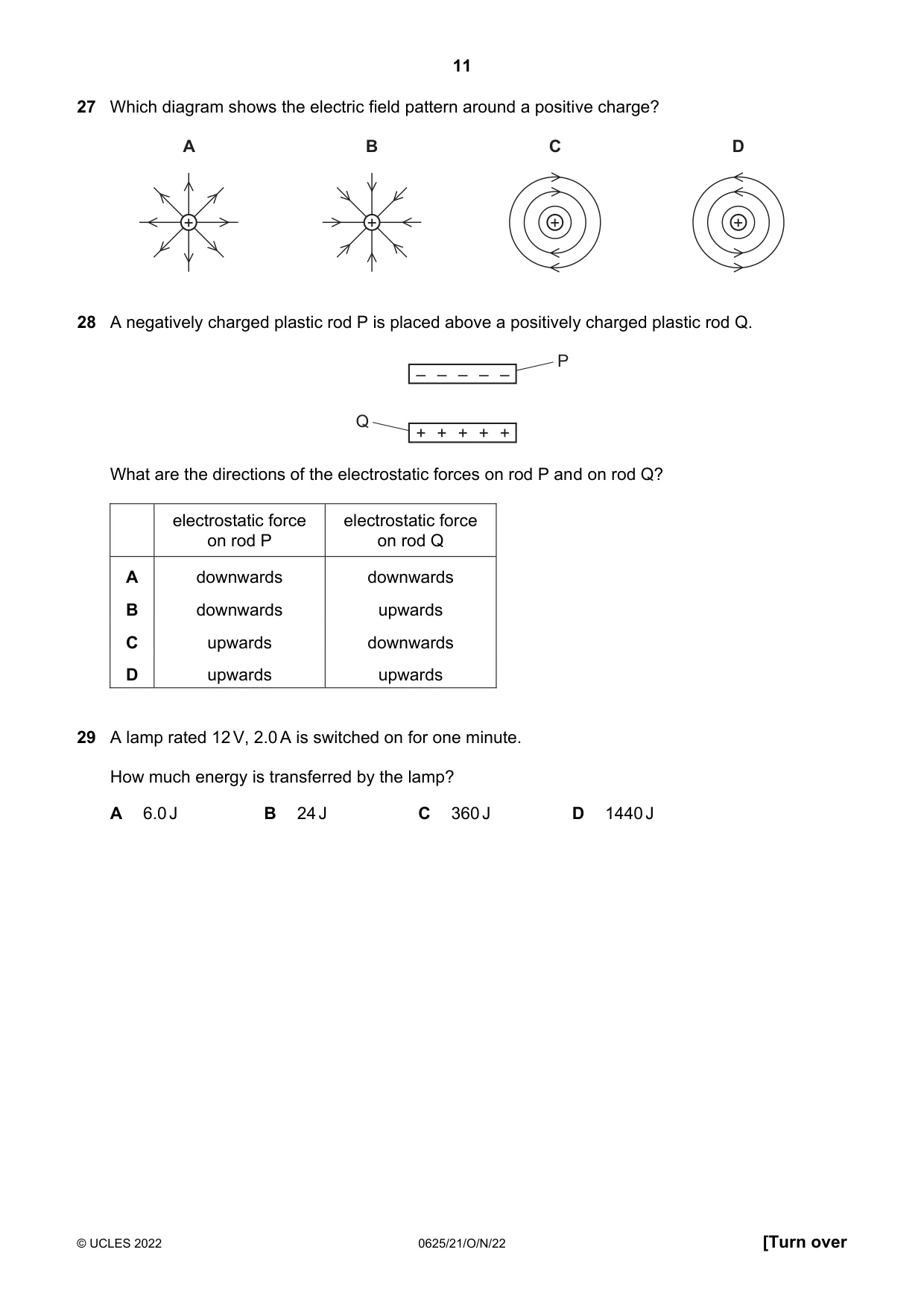 Cambridge IGCSE Physics 0625 2022 Oct/Nov Paper 2 · Variant 1 question paper, page 11 of 16