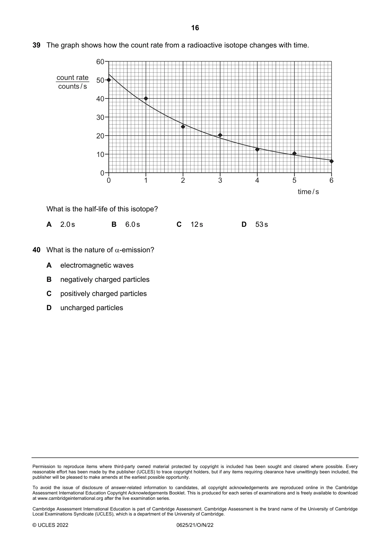 Cambridge IGCSE Physics 0625 2022 Oct/Nov Paper 2 · Variant 1 question paper, page 16 of 16