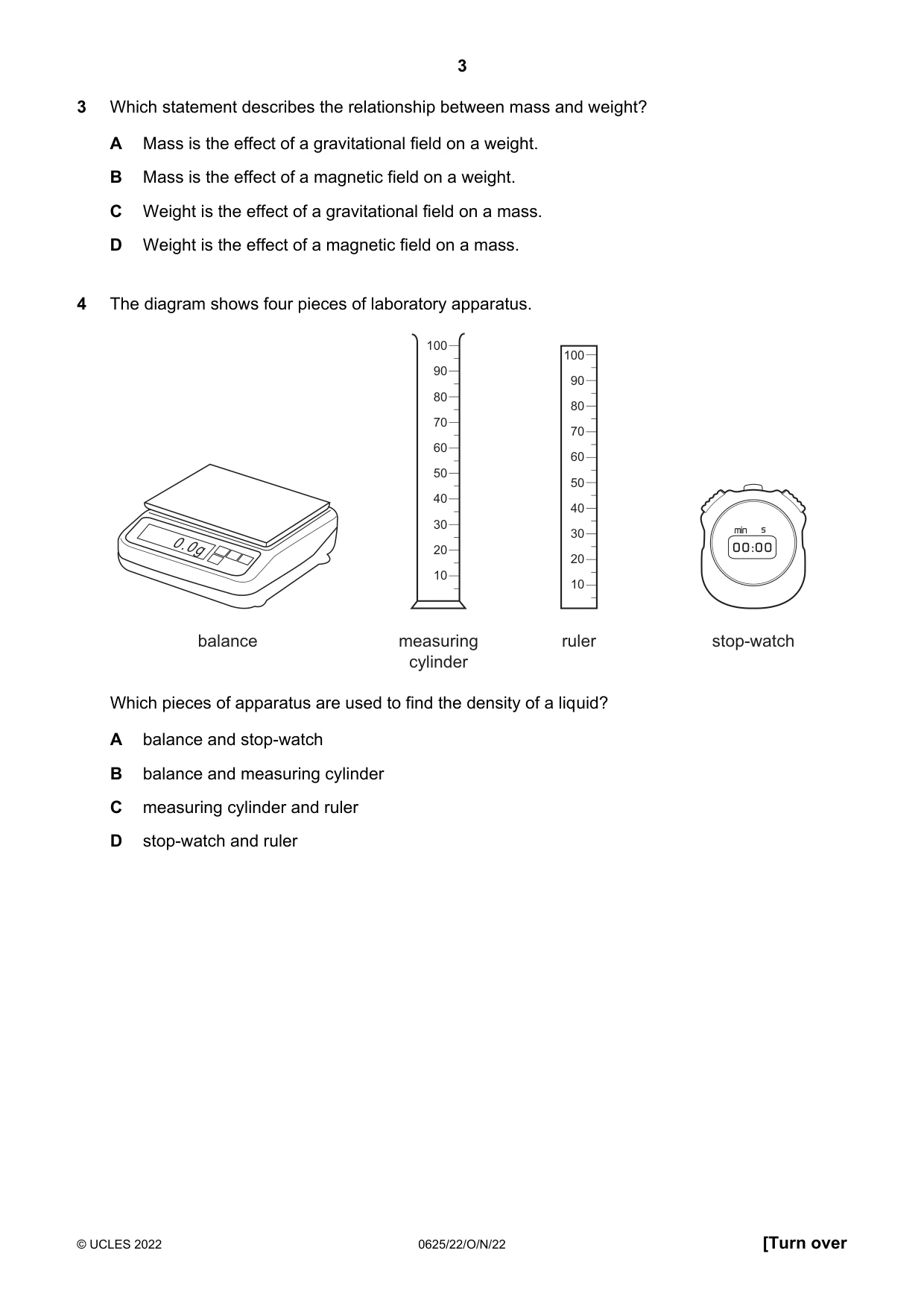 Cambridge IGCSE Physics 0625 2022 Oct/Nov Paper 2 · Variant 2 question paper, page 3 of 20