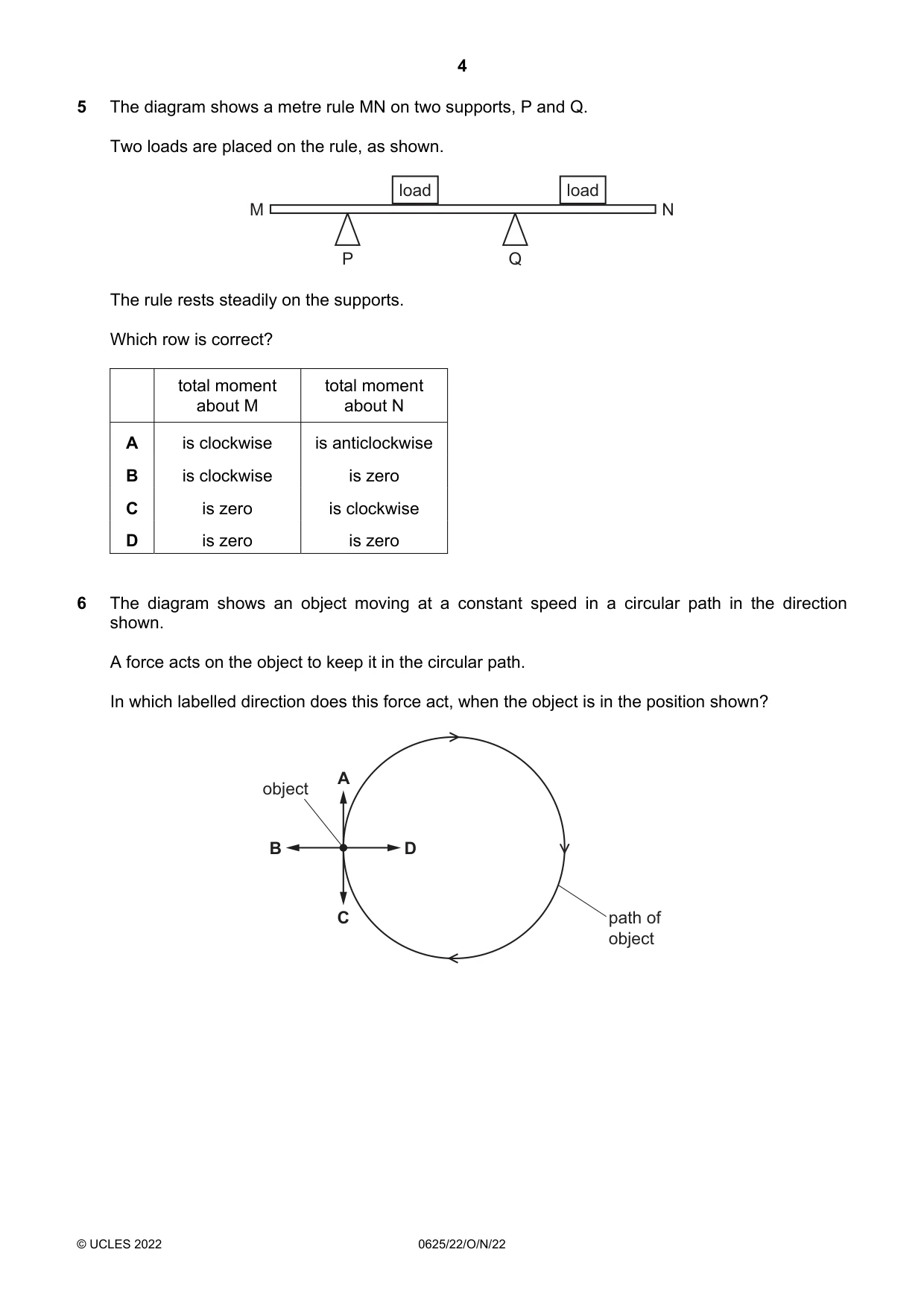 Cambridge IGCSE Physics 0625 2022 Oct/Nov Paper 2 · Variant 2 question paper, page 4 of 20