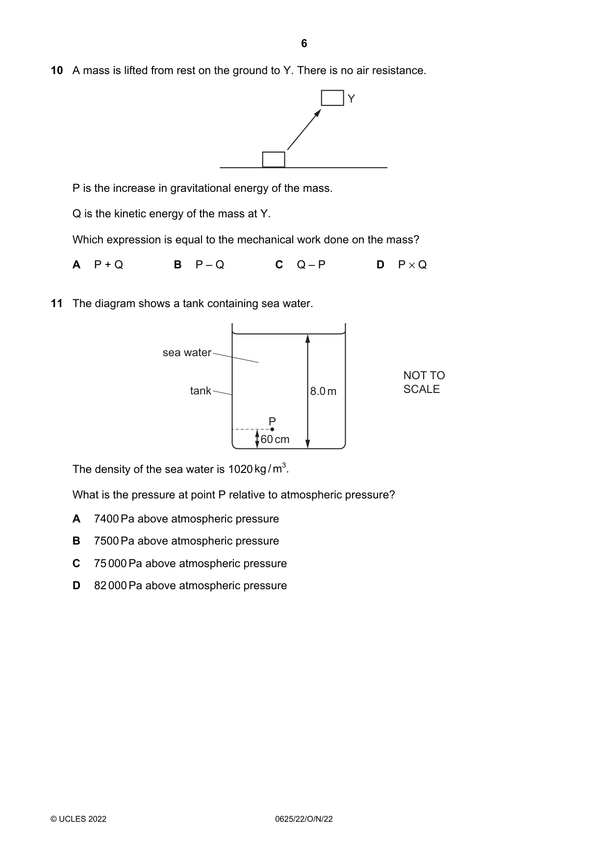 Cambridge IGCSE Physics 0625 2022 Oct/Nov Paper 2 · Variant 2 question paper, page 6 of 20