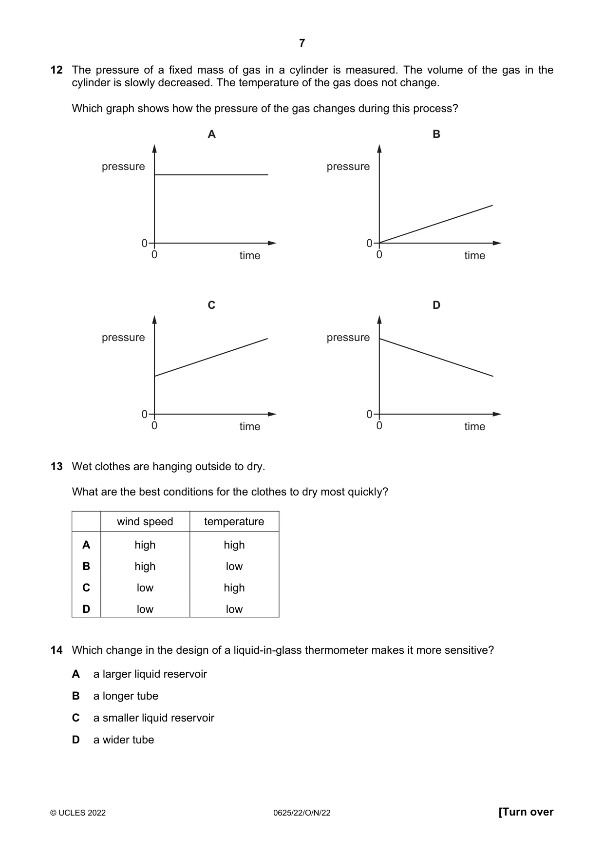 Cambridge IGCSE Physics 0625 2022 Oct/Nov Paper 2 · Variant 2 question paper, page 7 of 20