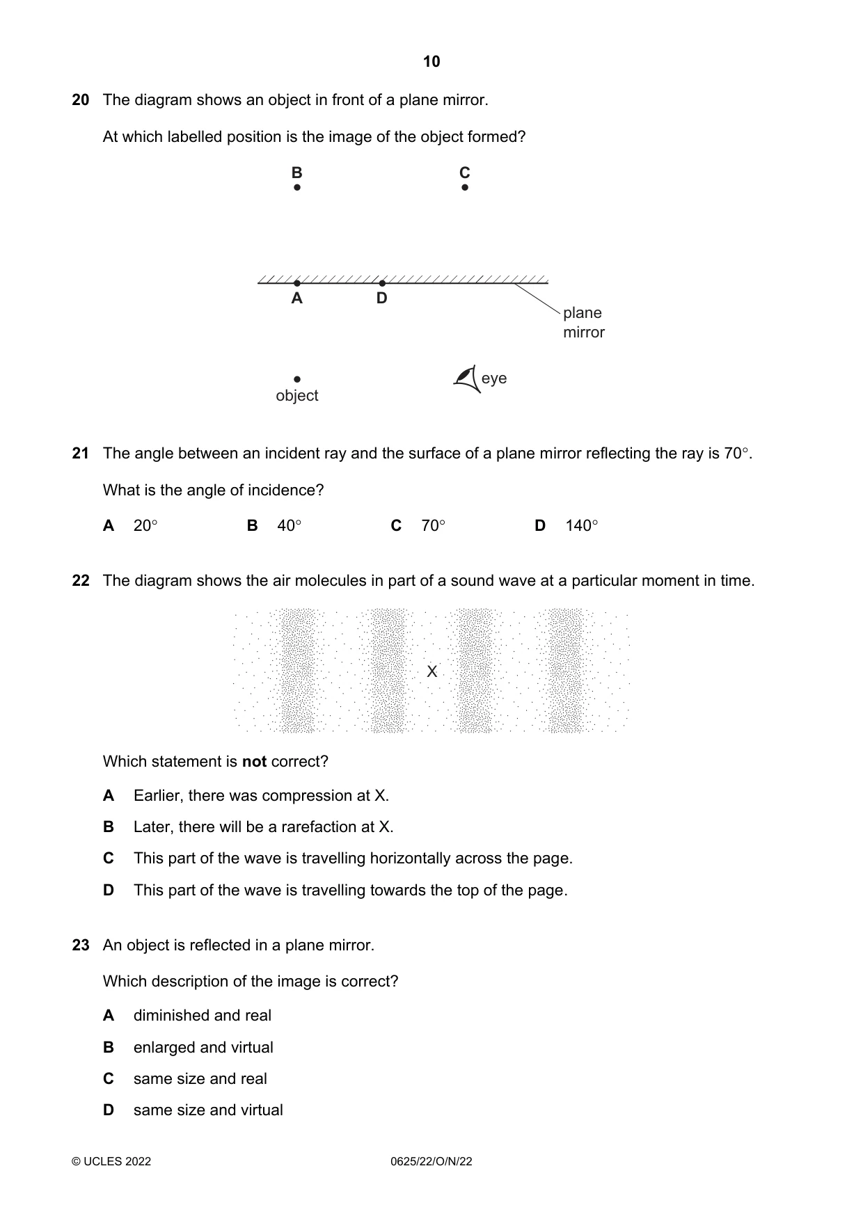 Cambridge IGCSE Physics 0625 2022 Oct/Nov Paper 2 · Variant 2 question paper, page 10 of 20