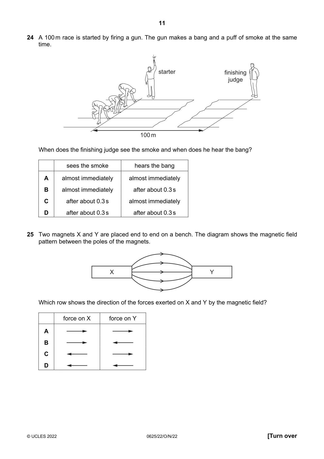 Cambridge IGCSE Physics 0625 2022 Oct/Nov Paper 2 · Variant 2 question paper, page 11 of 20