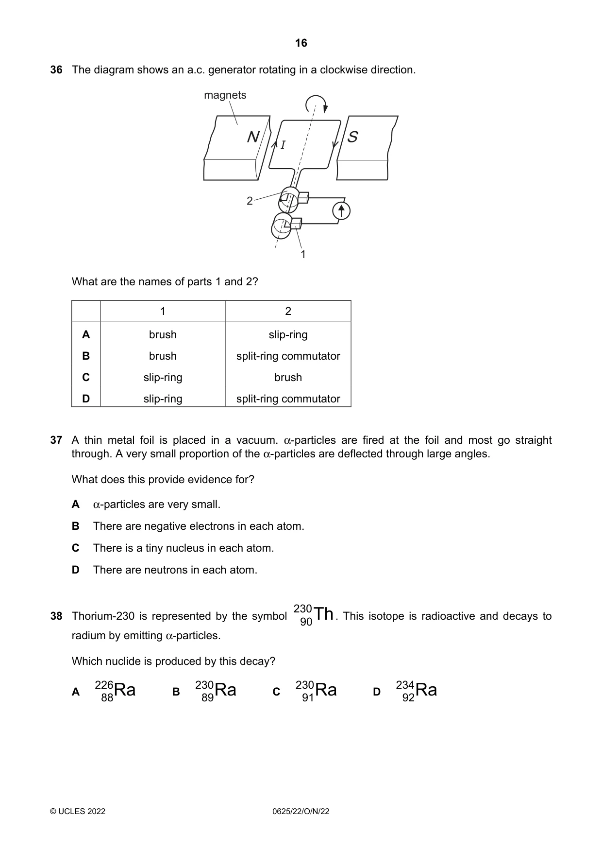 Cambridge IGCSE Physics 0625 2022 Oct/Nov Paper 2 · Variant 2 question paper, page 16 of 20