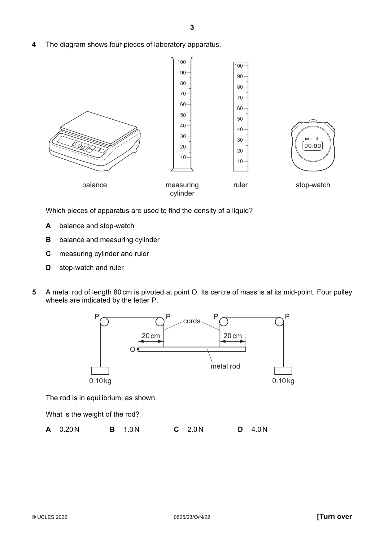 Cambridge IGCSE Physics 0625 2022 Oct/Nov Paper 2 · Variant 3 question paper, page 3 of 20