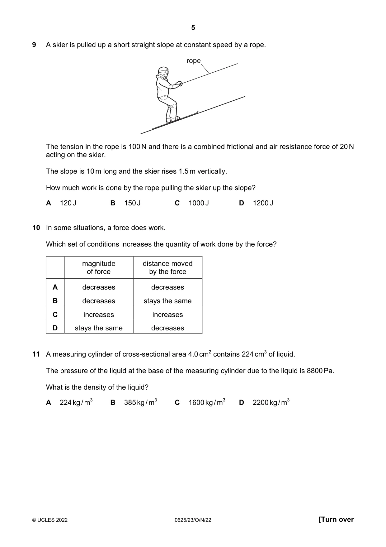 Cambridge IGCSE Physics 0625 2022 Oct/Nov Paper 2 · Variant 3 question paper, page 5 of 20