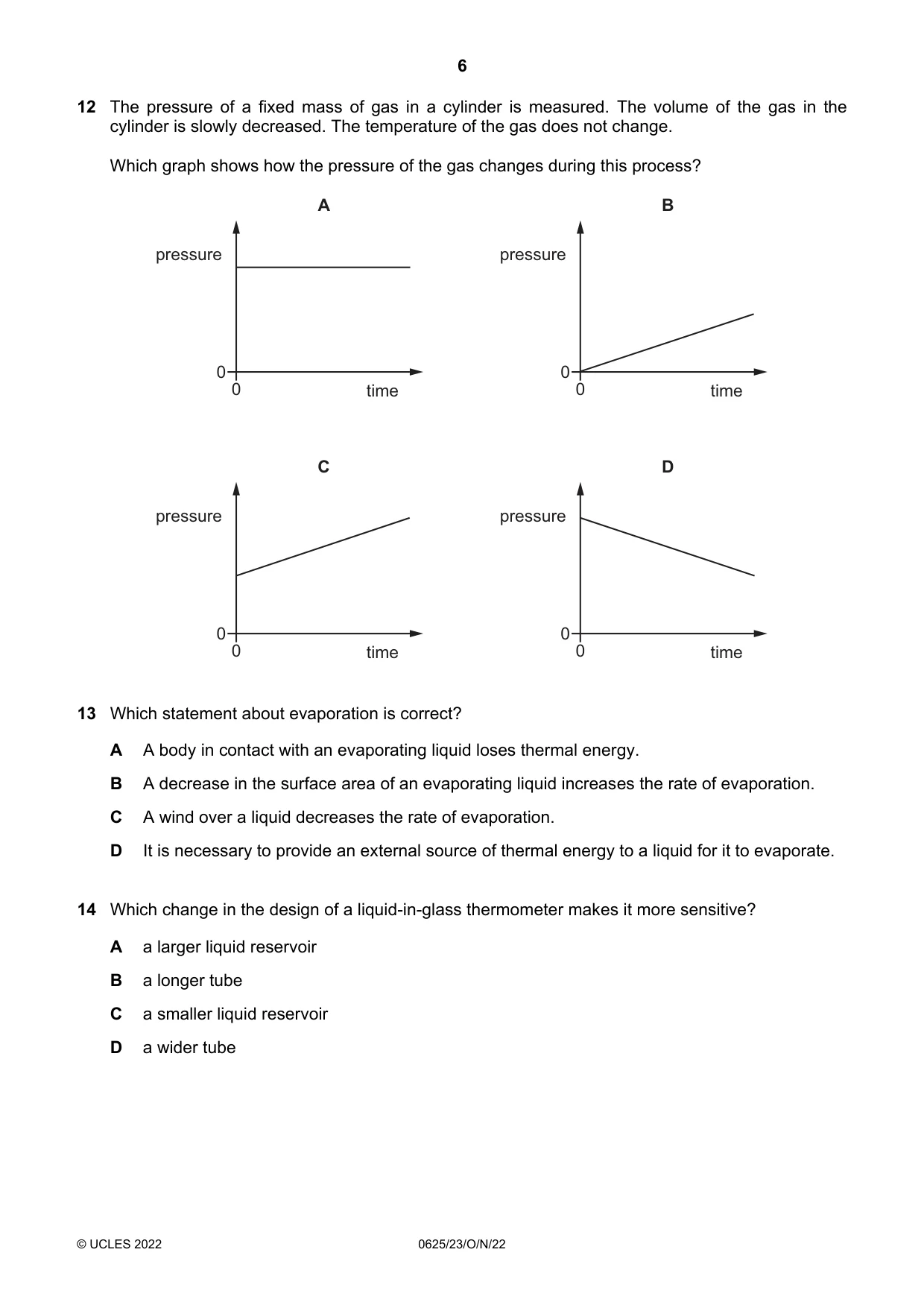 Cambridge IGCSE Physics 0625 2022 Oct/Nov Paper 2 · Variant 3 question paper, page 6 of 20