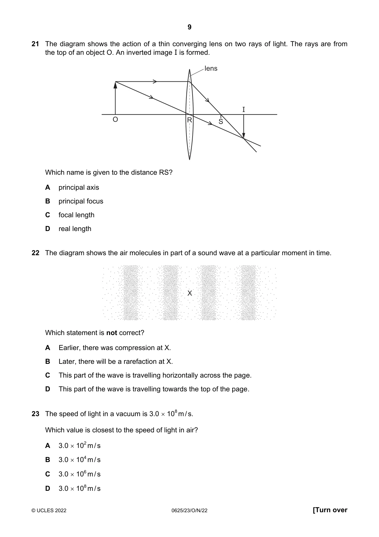 Cambridge IGCSE Physics 0625 2022 Oct/Nov Paper 2 · Variant 3 question paper, page 9 of 20
