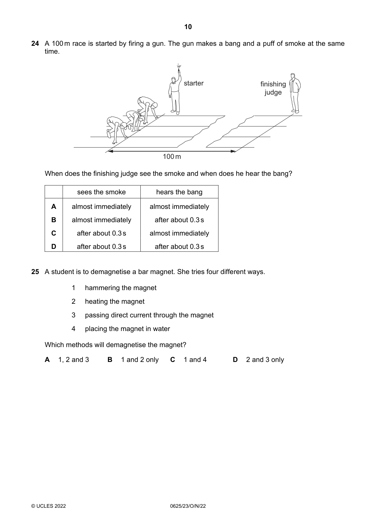 Cambridge IGCSE Physics 0625 2022 Oct/Nov Paper 2 · Variant 3 question paper, page 10 of 20
