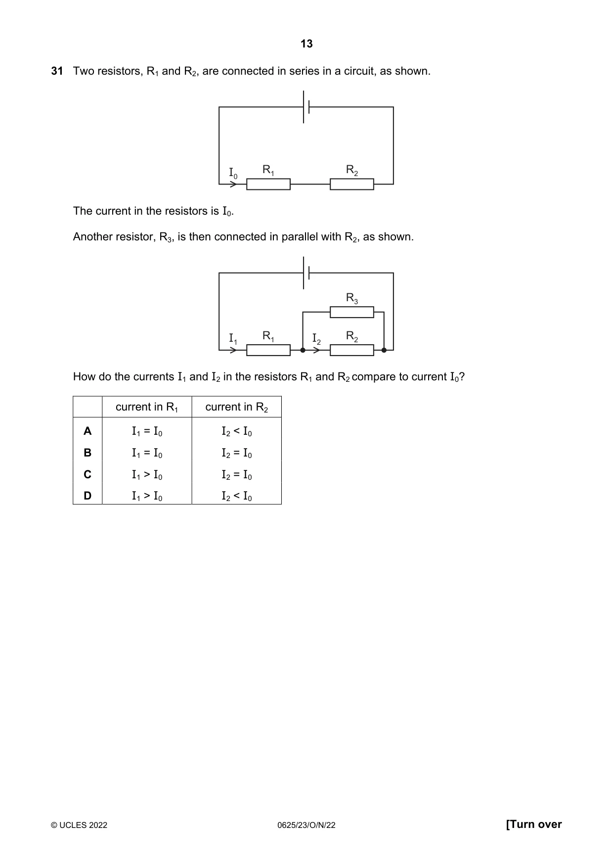 Cambridge IGCSE Physics 0625 2022 Oct/Nov Paper 2 · Variant 3 question paper, page 13 of 20