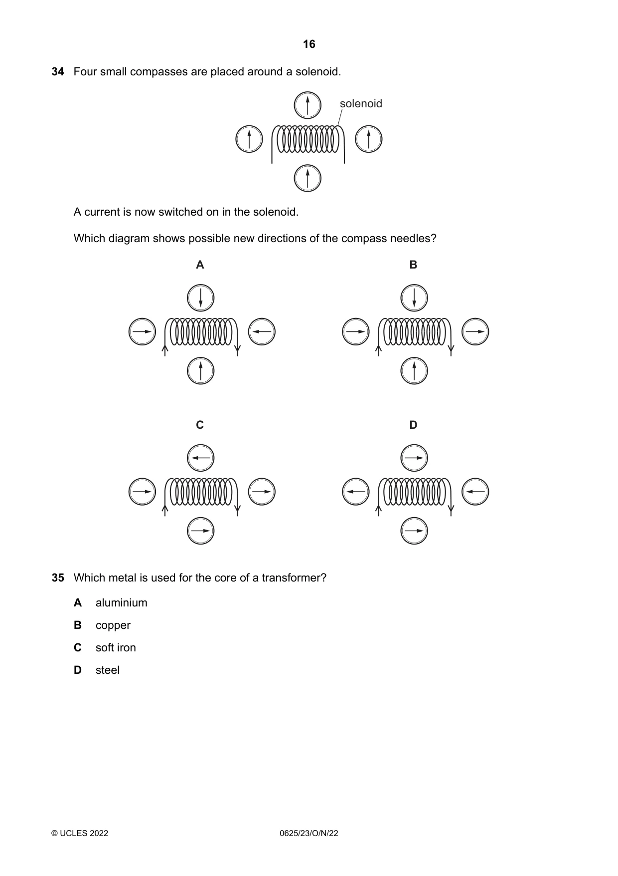 Cambridge IGCSE Physics 0625 2022 Oct/Nov Paper 2 · Variant 3 question paper, page 16 of 20